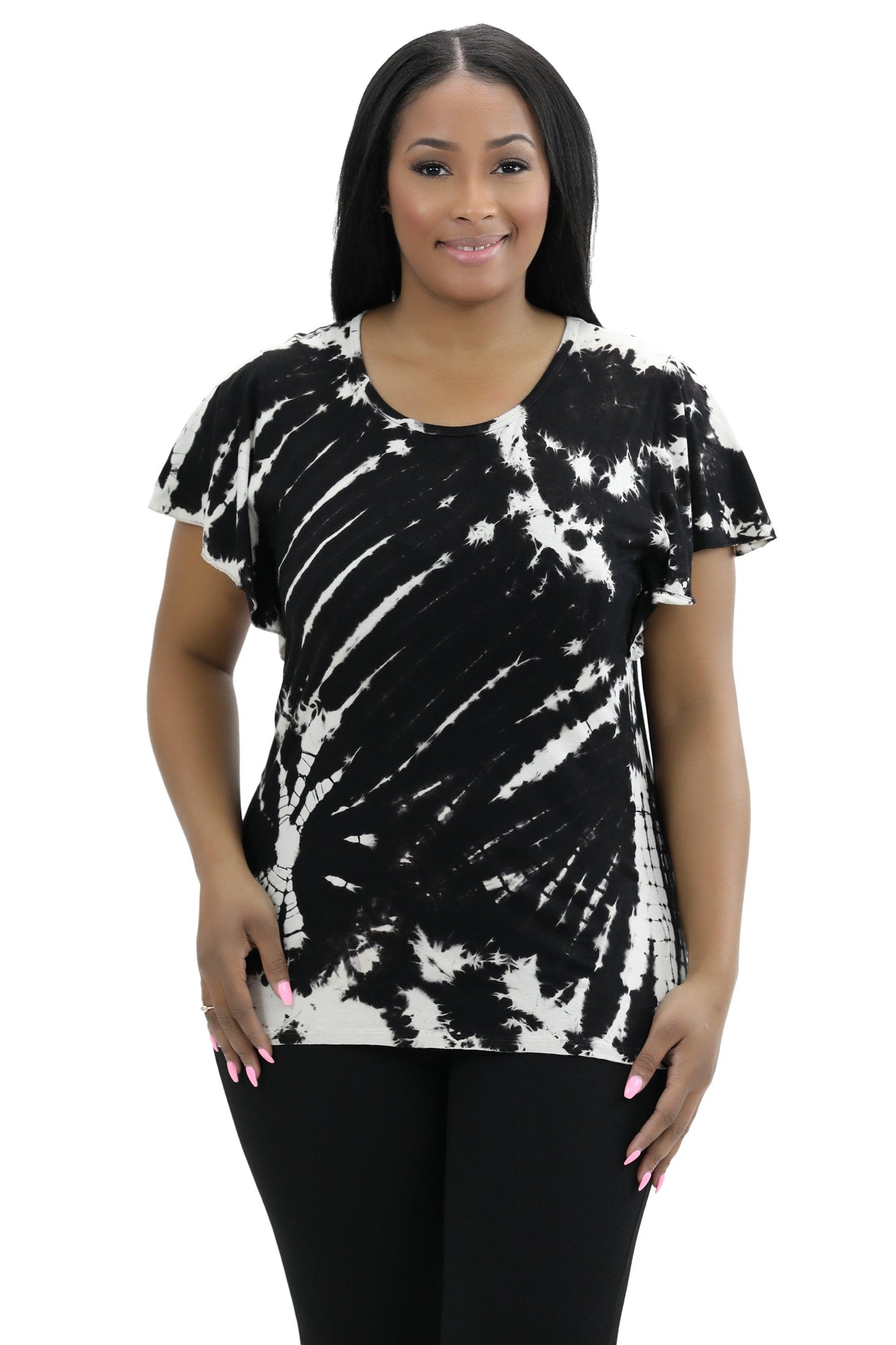 Cap Sleeve Spandex Tie Dye Blouse SP4
