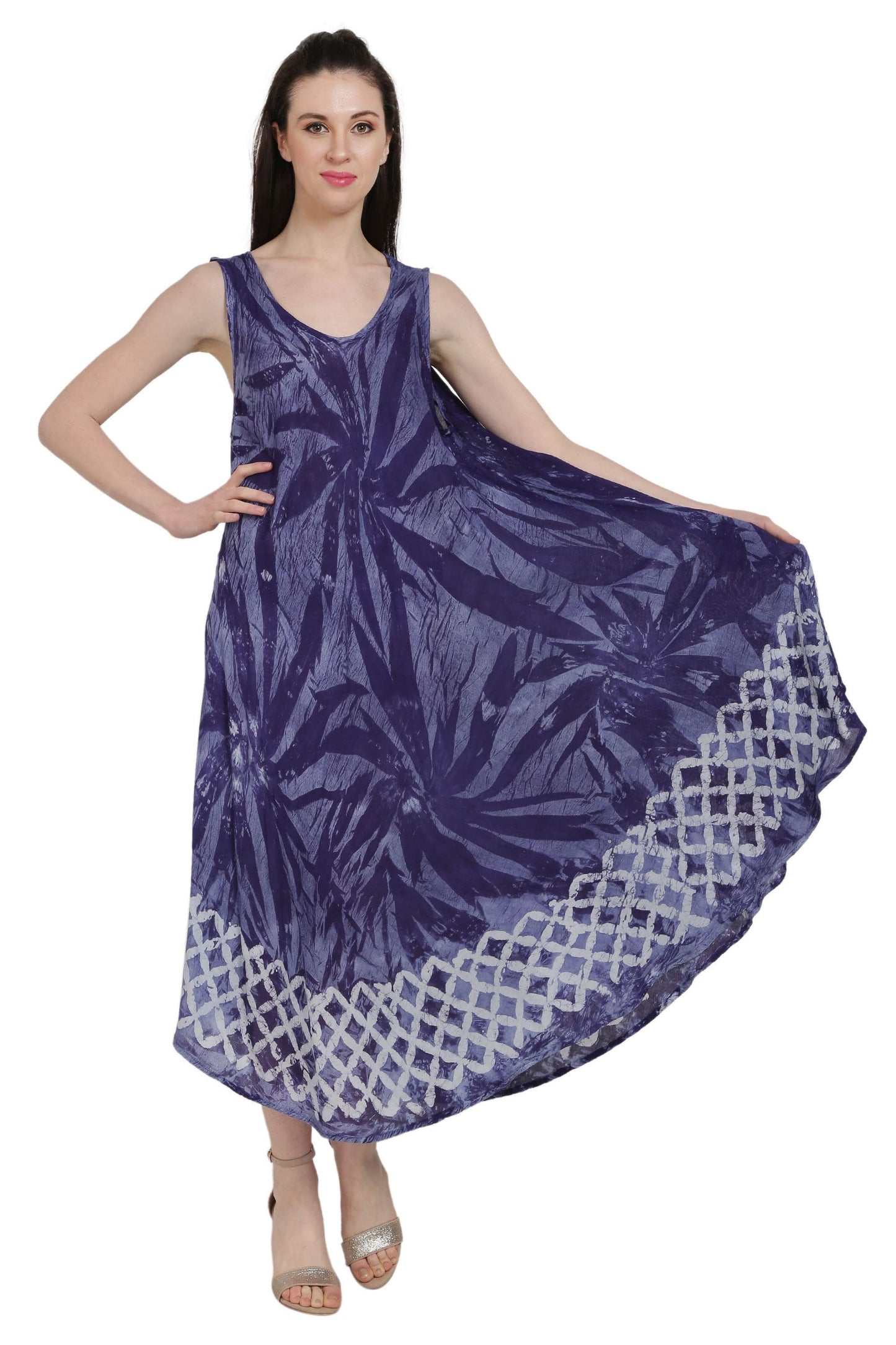 Sleeveless Palm Tree Tie Dye Dress UD52-2321
