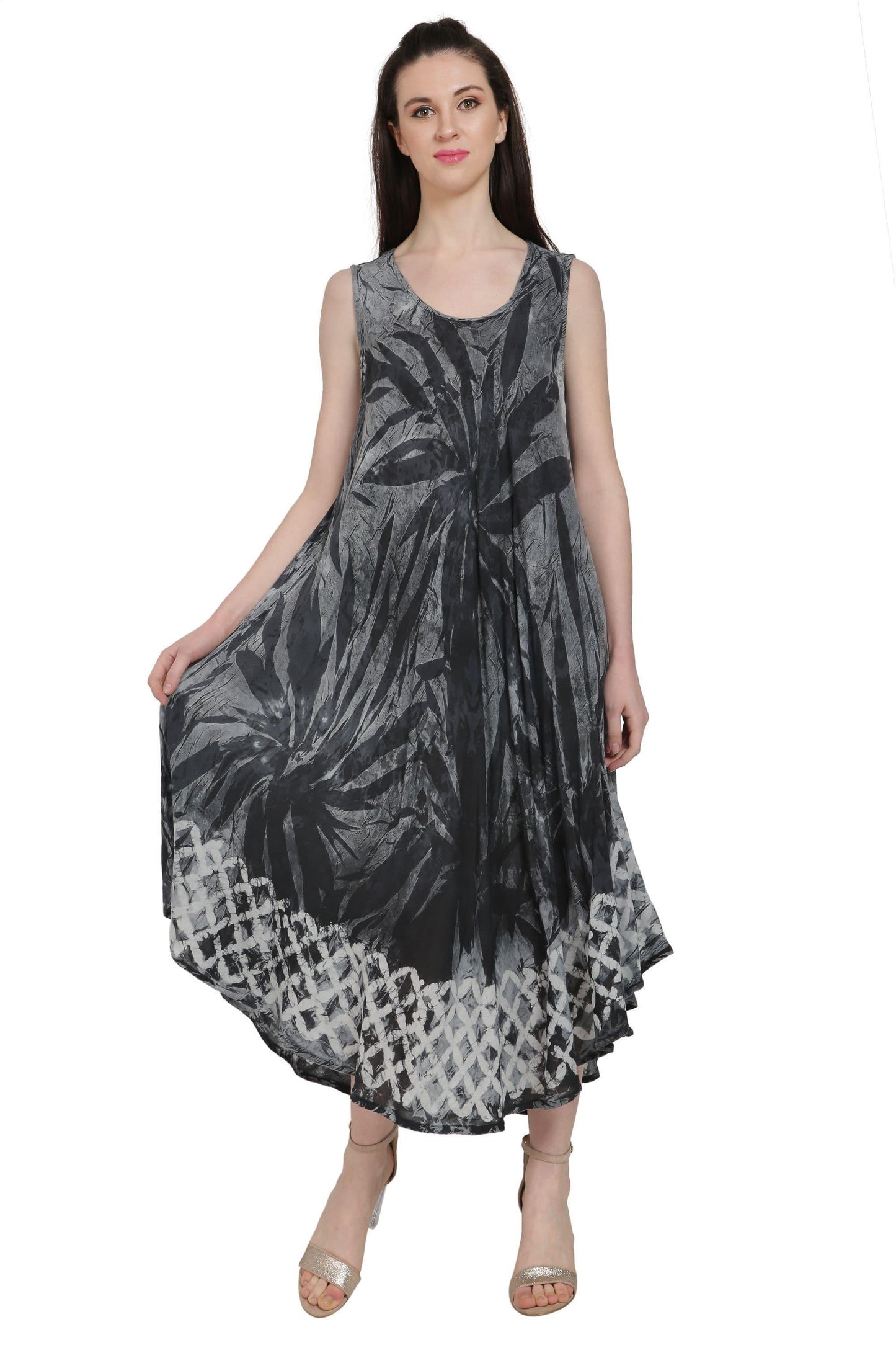 Sleeveless Palm Tree Tie Dye Dress UD52-2321