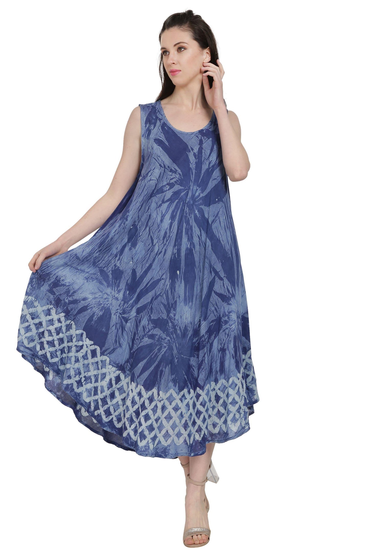 Sleeveless Palm Tree Tie Dye Dress UD52-2321