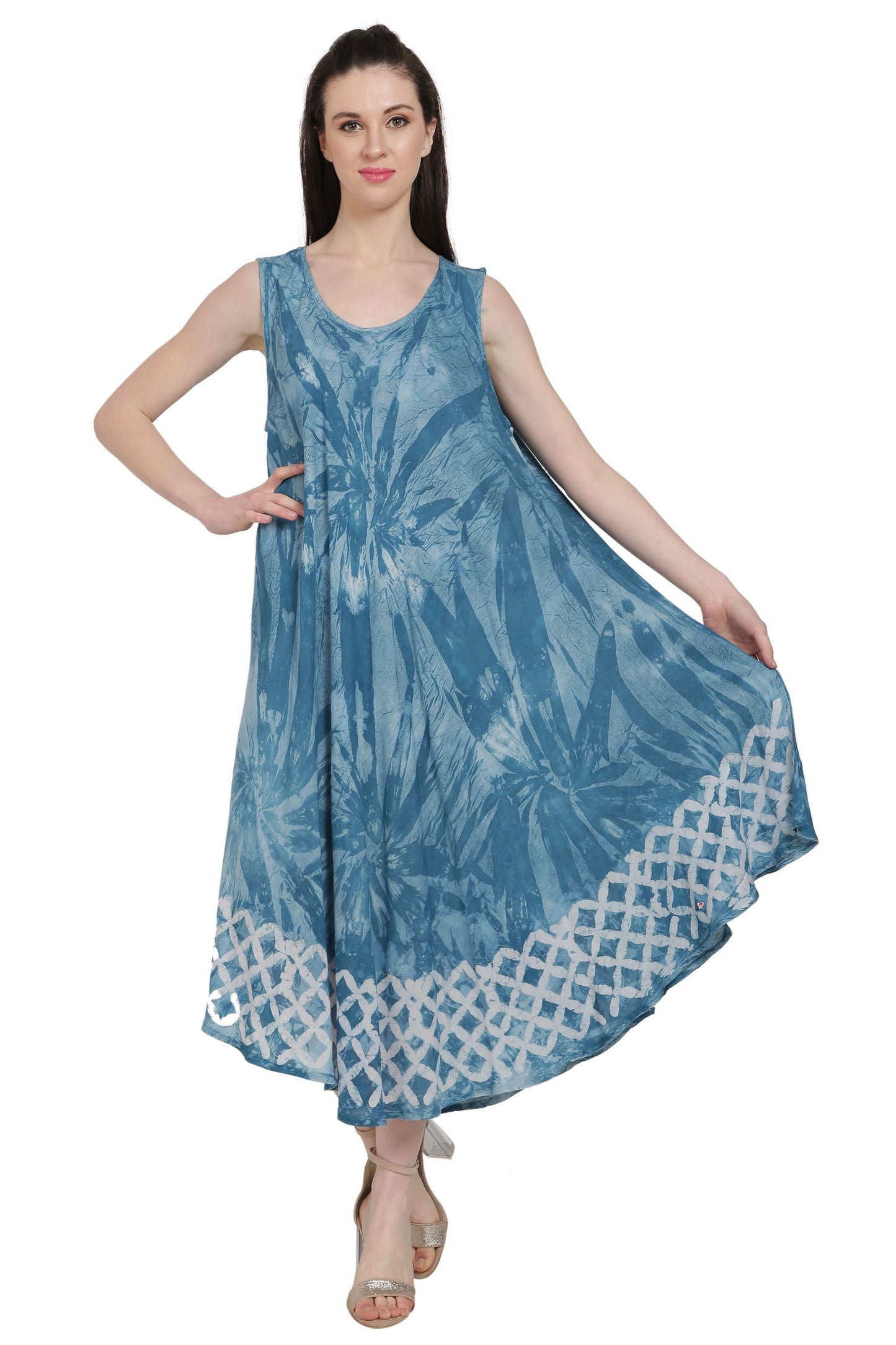 Sleeveless Palm Tree Tie Dye Dress UD52-2321