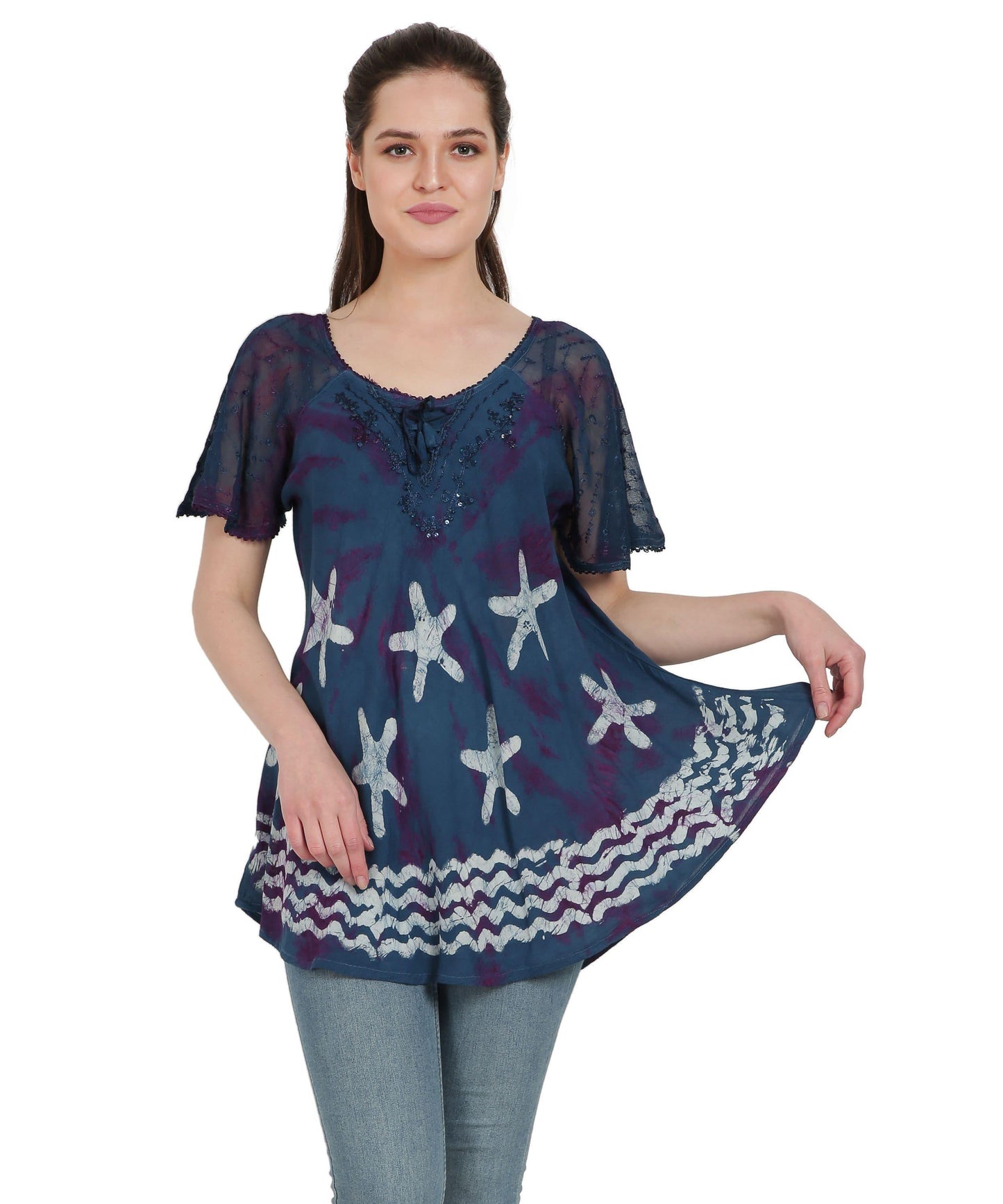 Starfish Border Print Blouse TS-2212