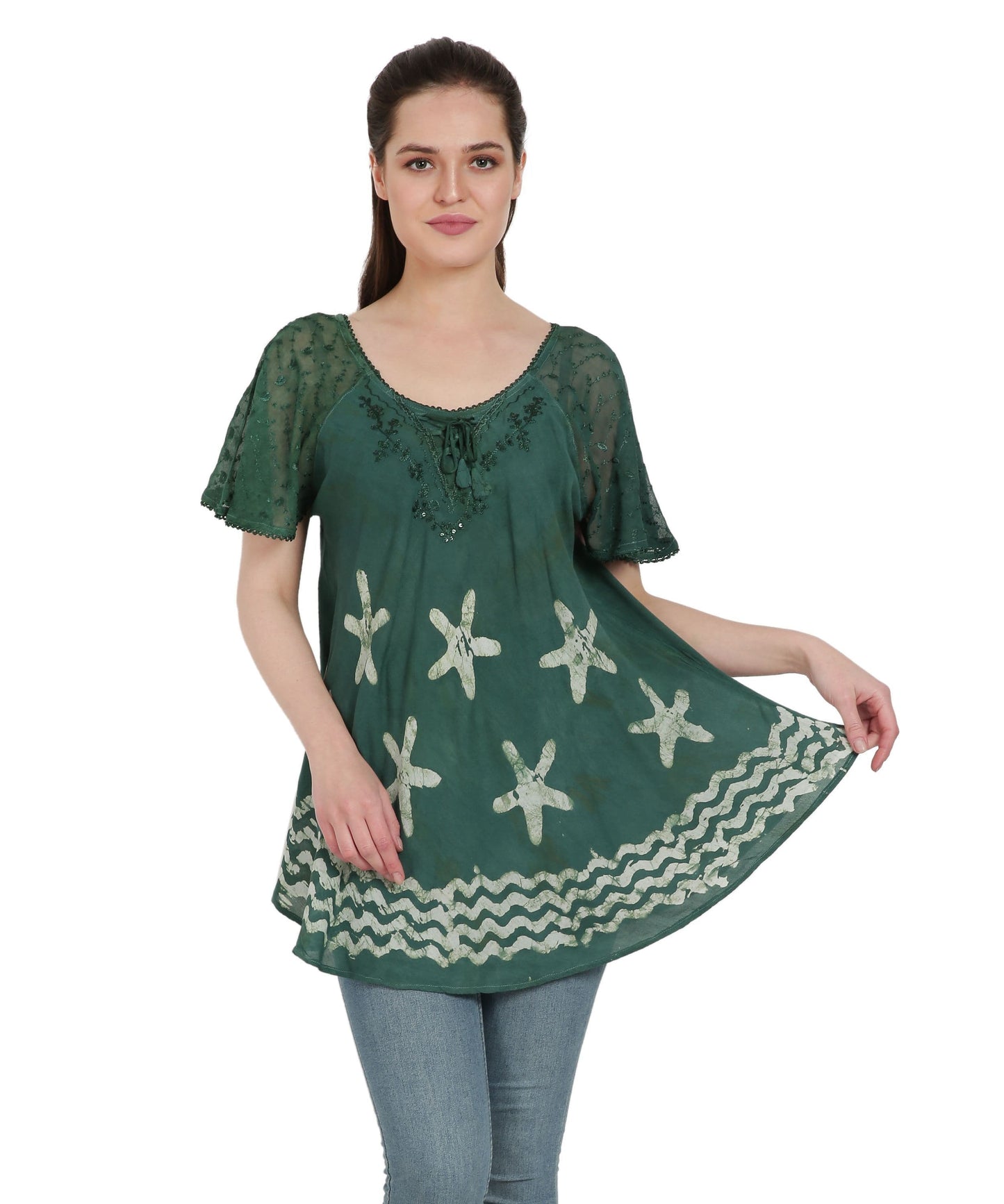Starfish Border Print Blouse TS-2212