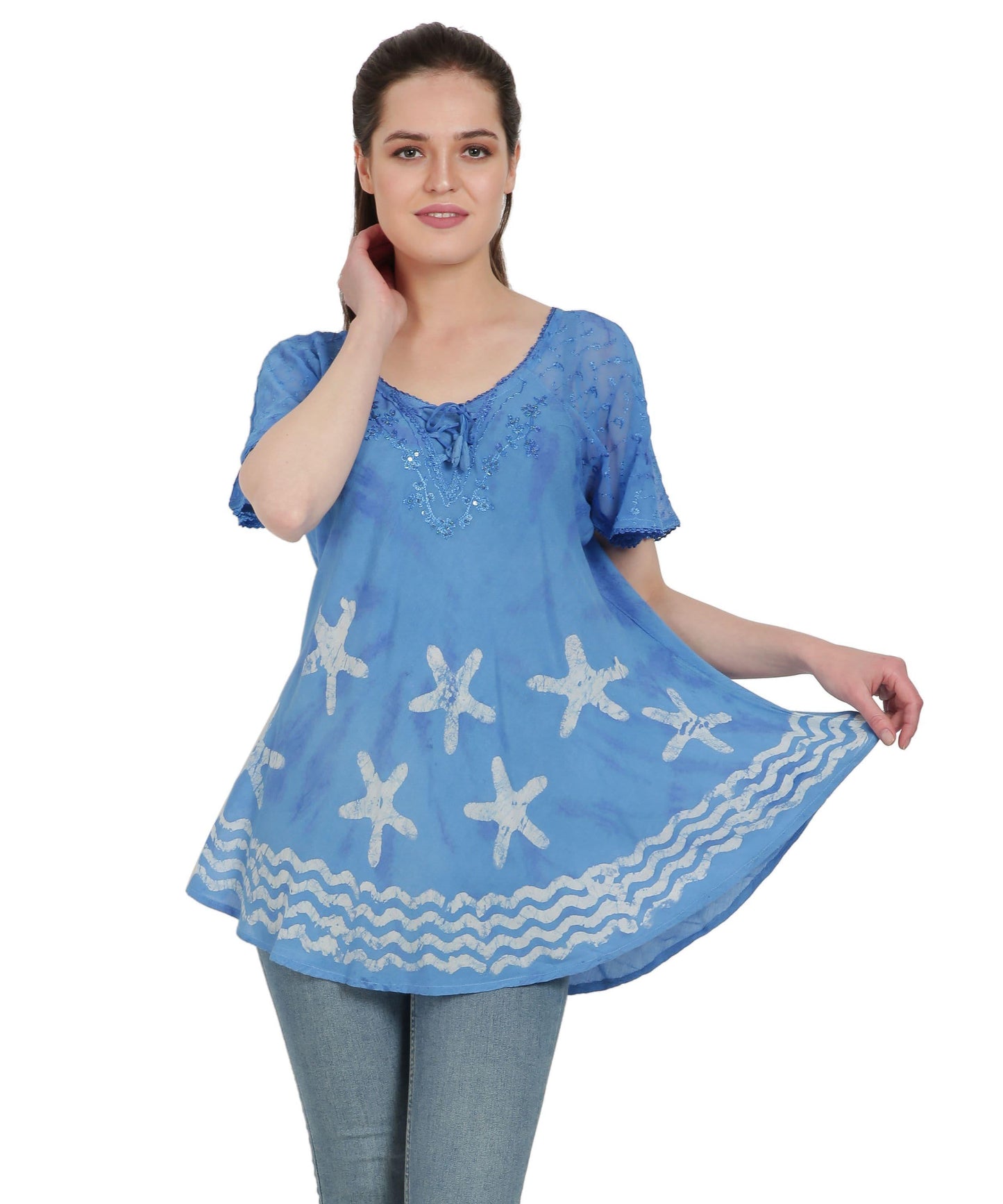 Starfish Border Print Blouse TS-2212