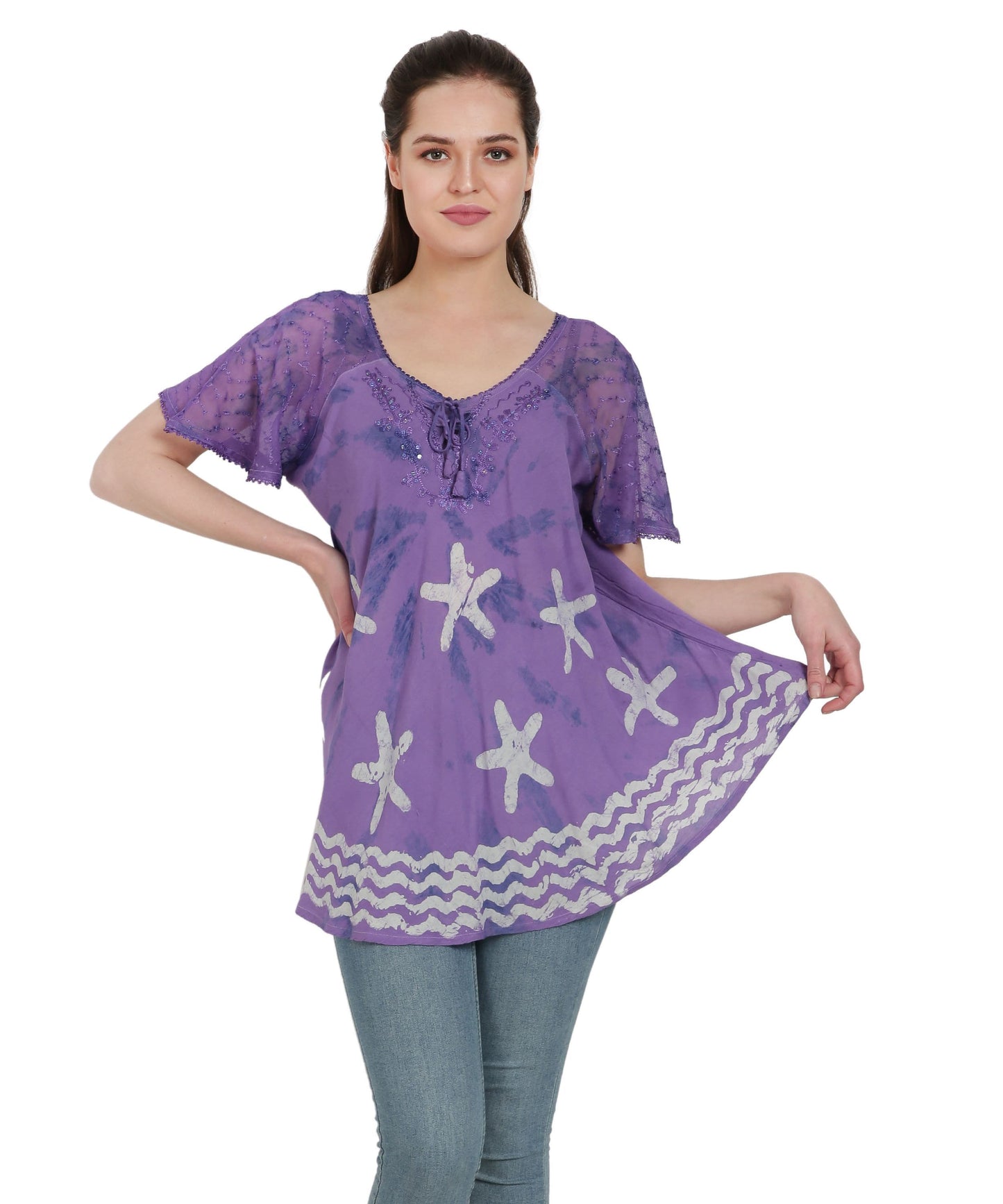 Starfish Border Print Blouse TS-2212