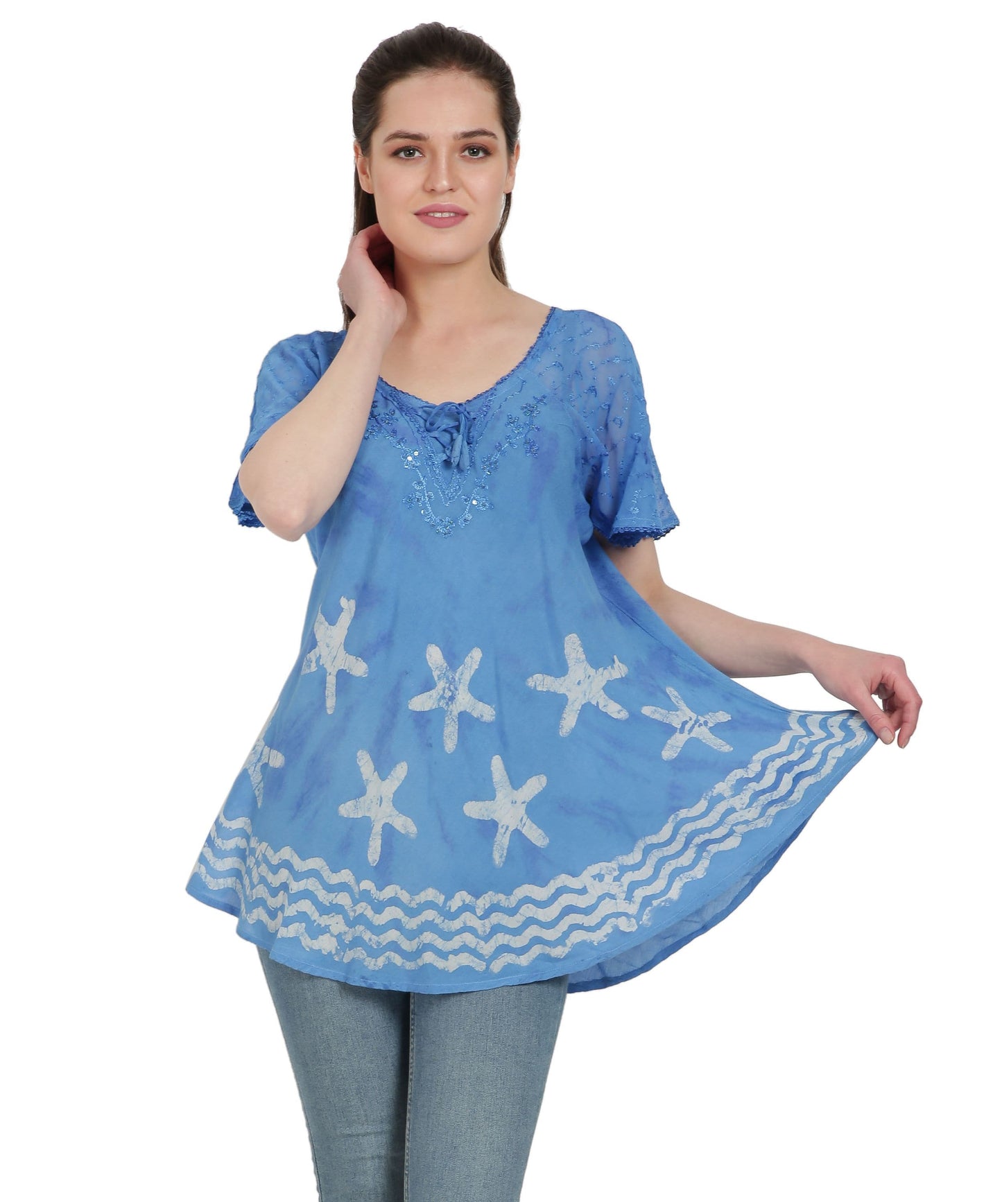 Starfish Border Print Blouse TS-2212