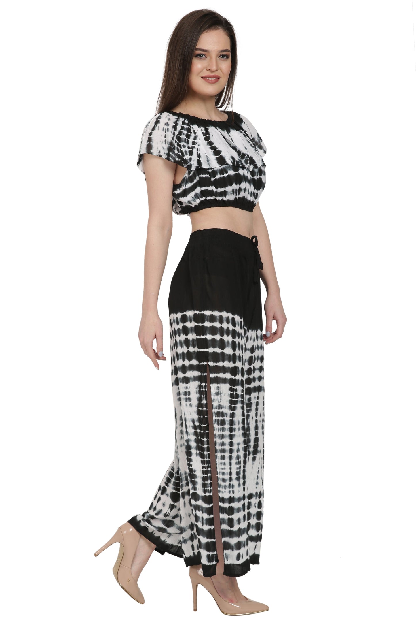 WS-7001 Tie Dye Crop Top & Wide-Leg Pants Set – Assorted Colors (S/M, L/XL)