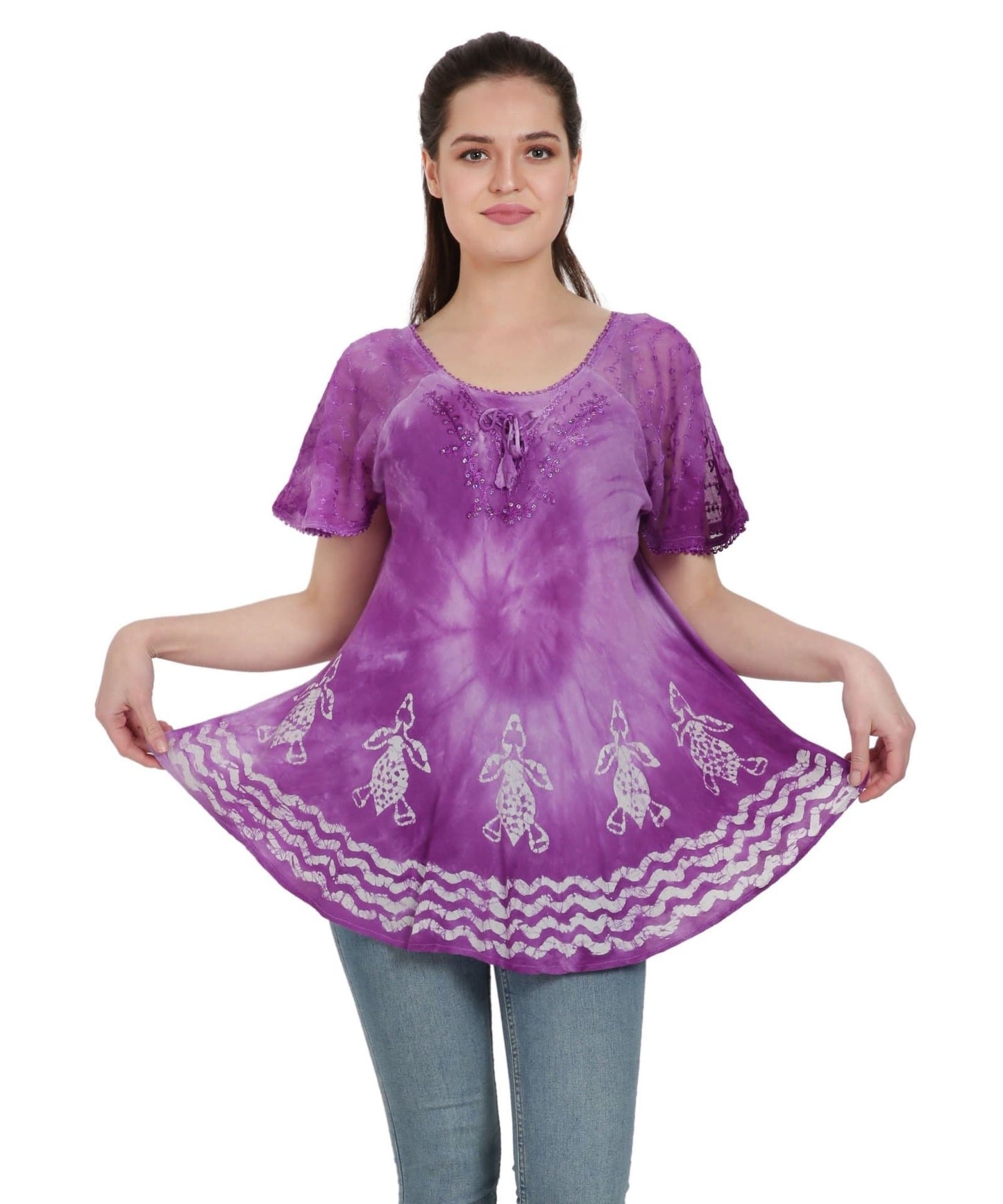 Turtle Block Print Tie Dye Blouse TS-2201