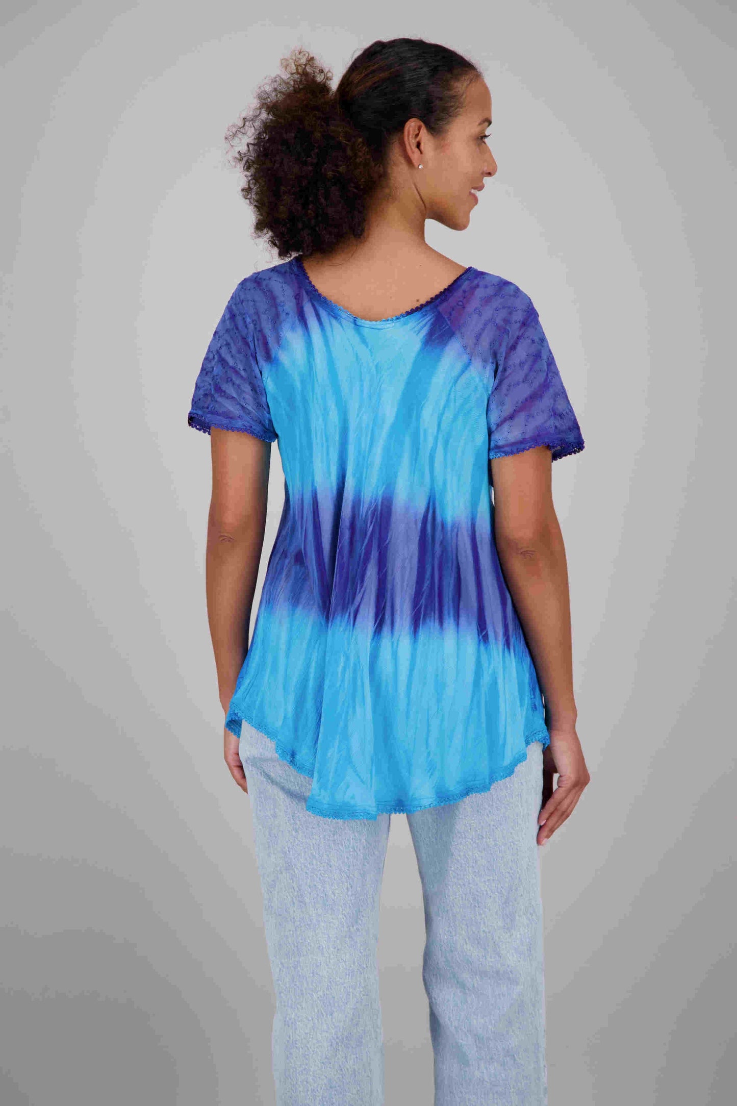 Butterfly Block Print Tie Dye Blouse 302180