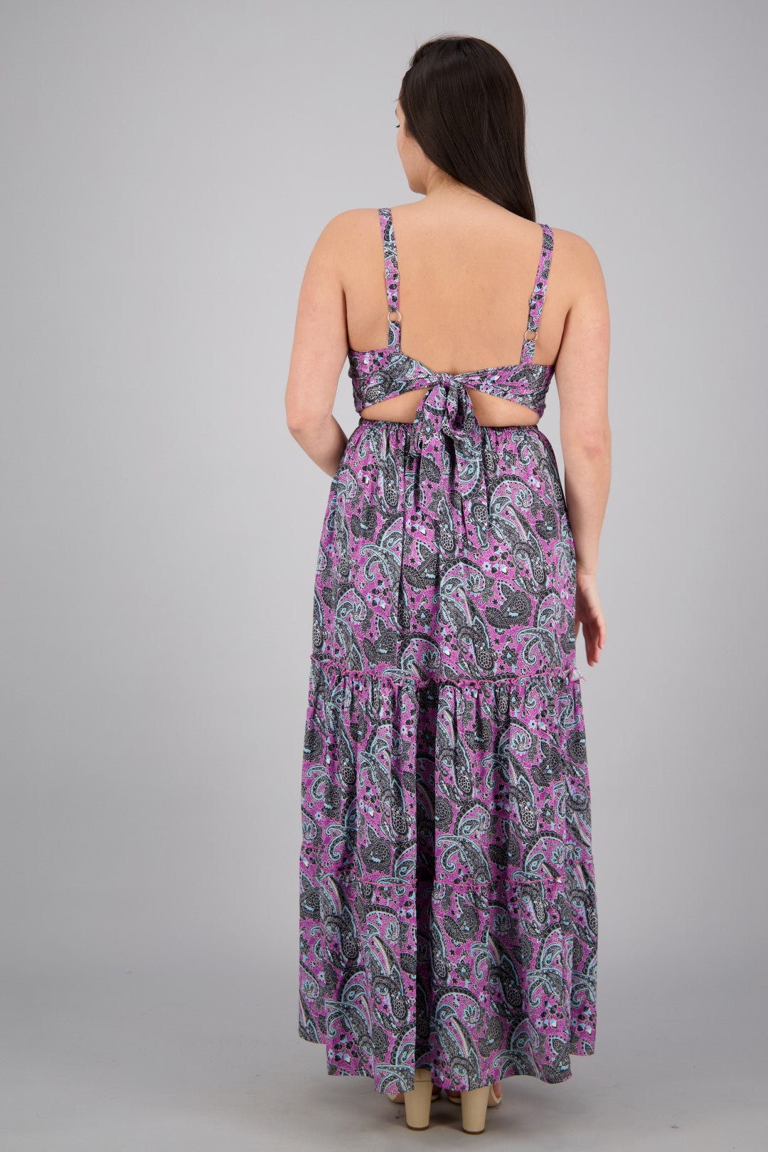 Hollowed SIlk Maxi Dress AB29017