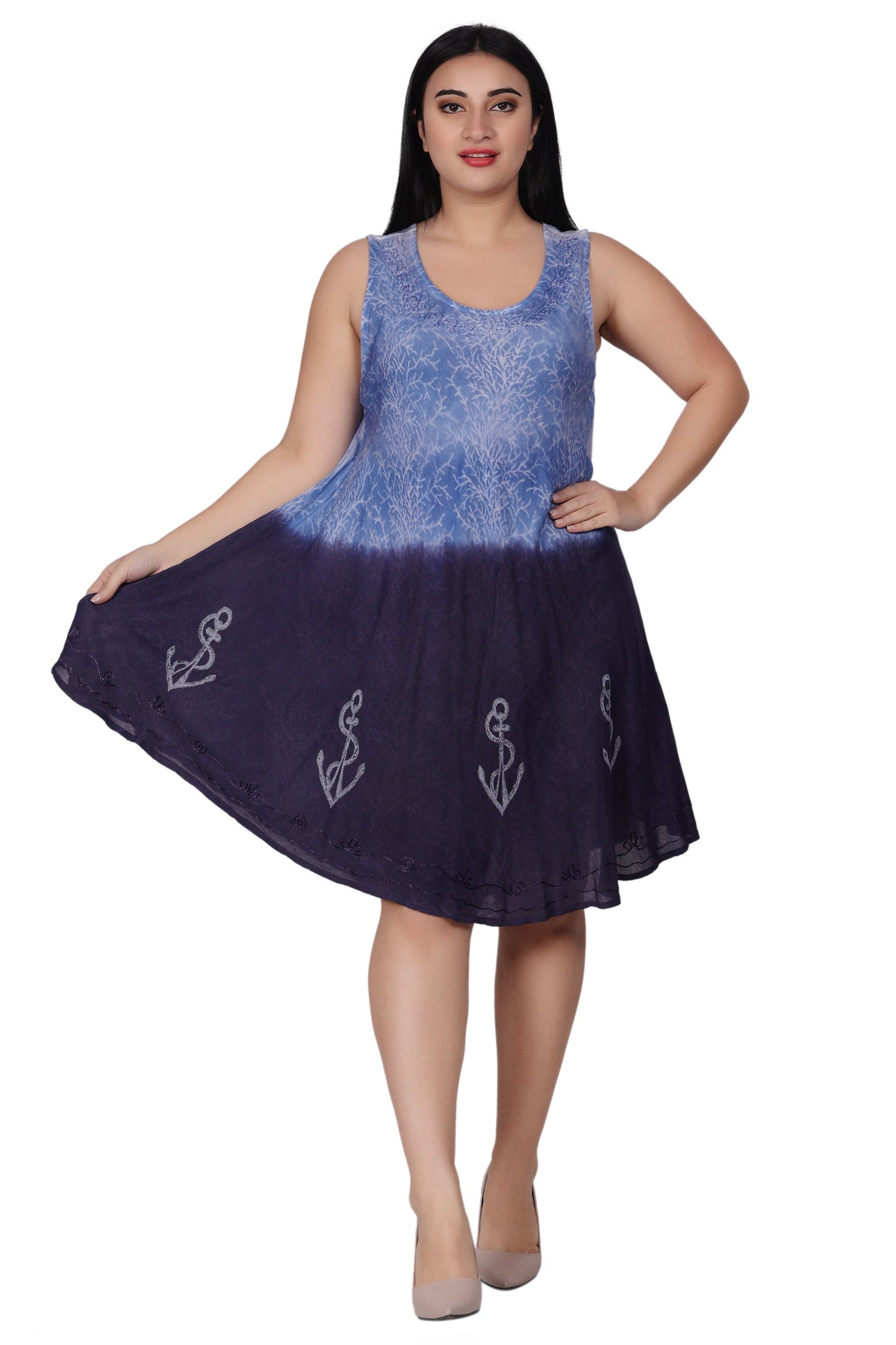 Anchor Block Print Double Dye Dress 362169R