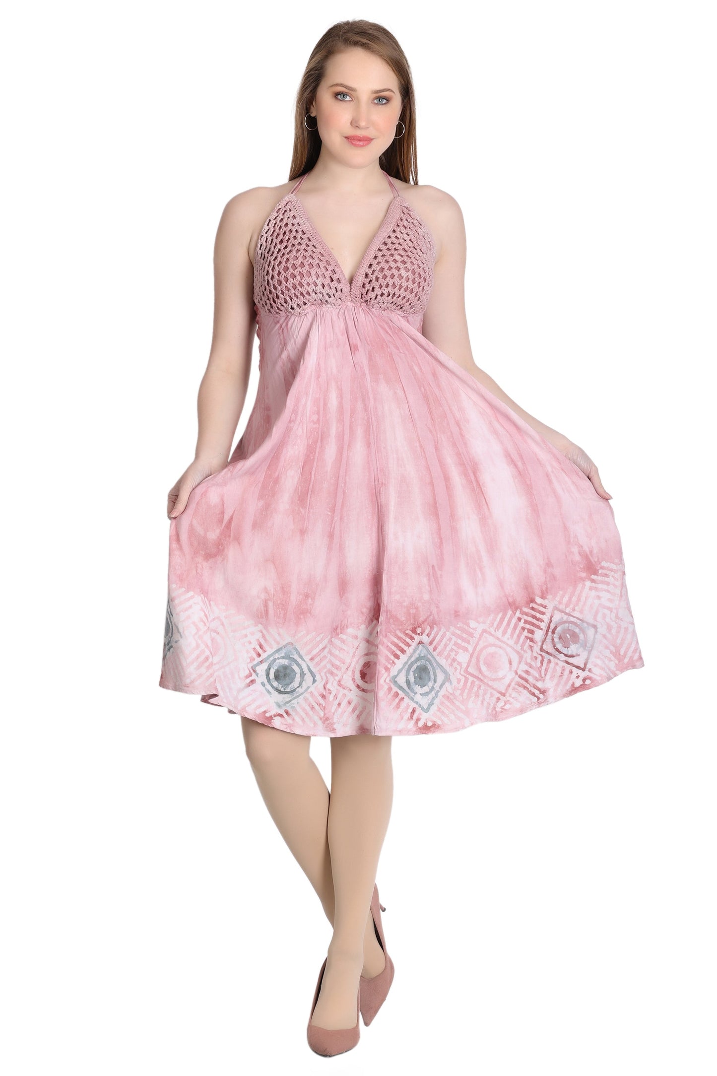 Crochet Top Tie Dye Dress CD-21562