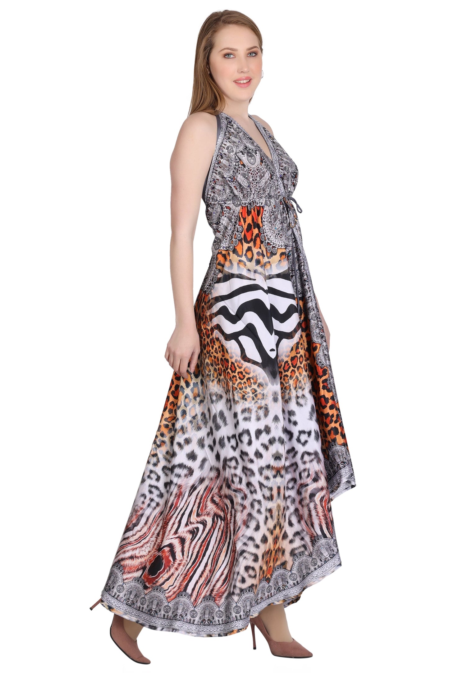 Long Silk Halter Top Dress PD-9712