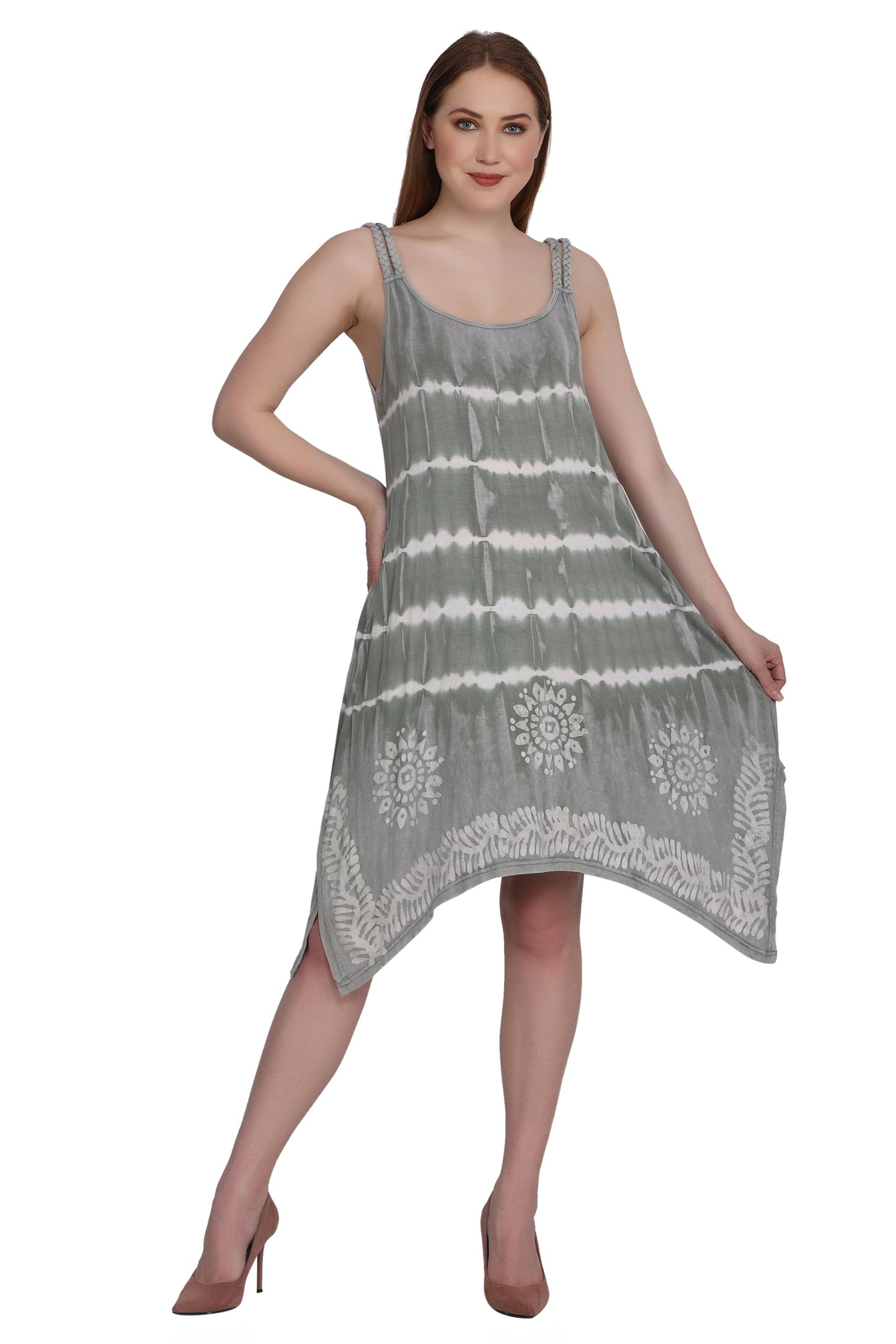 Mid Length Tie Dye Spaghetti Strap Dress SPD75