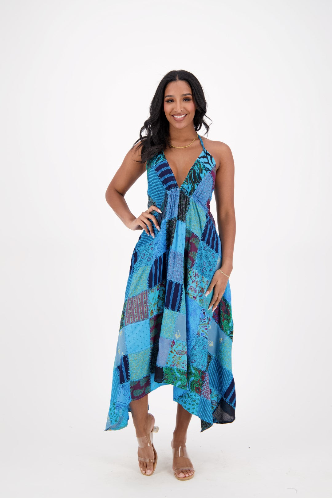 Patchwork Halter Dress PAT-3274 Advance Apparels Inc Patchwork Halter Dress PAT-3274 Advance Apparels Inc