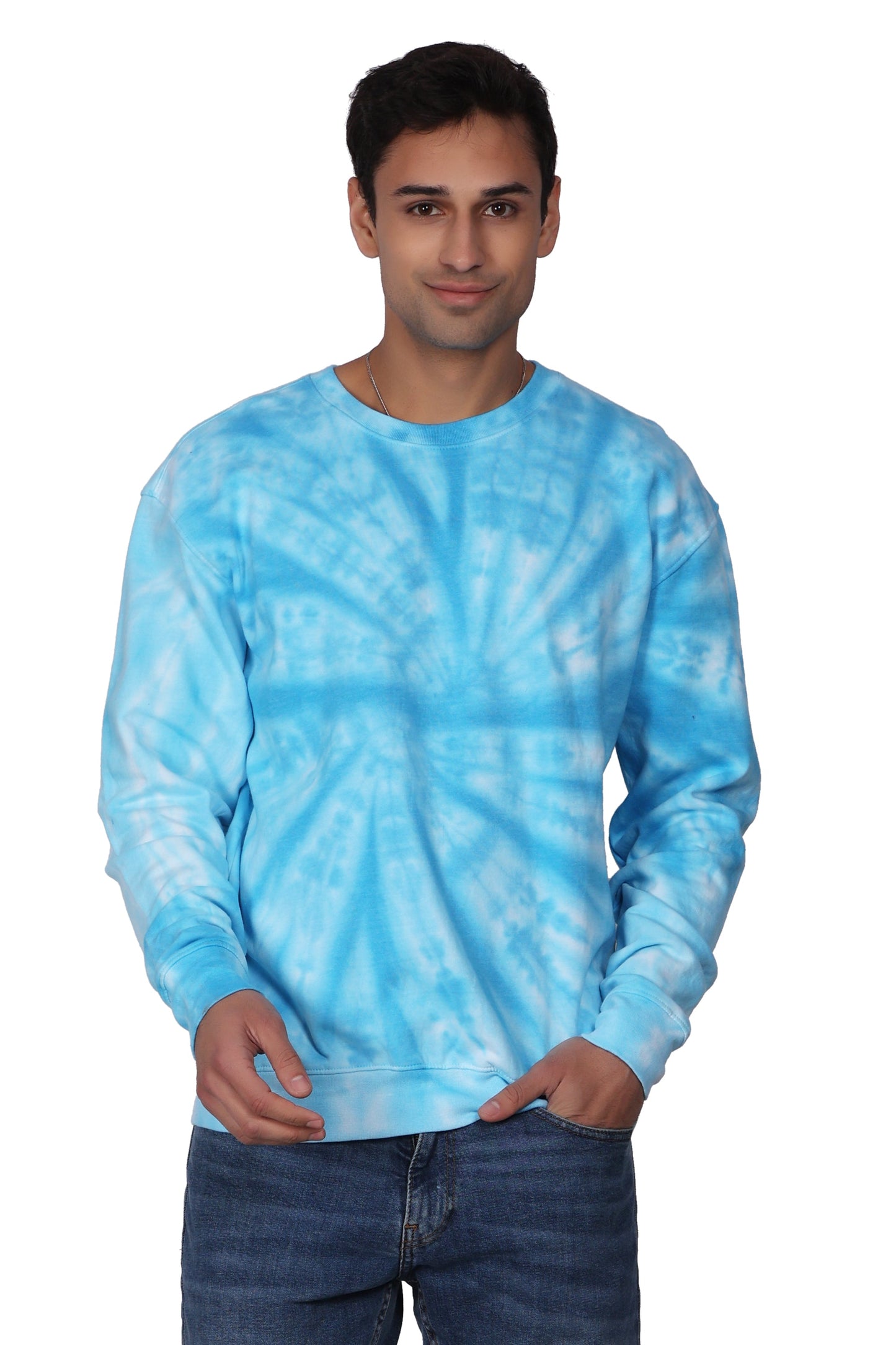 Unisex Tie Dye Crewneck Cotton Blend Comfortable Activewear 8605