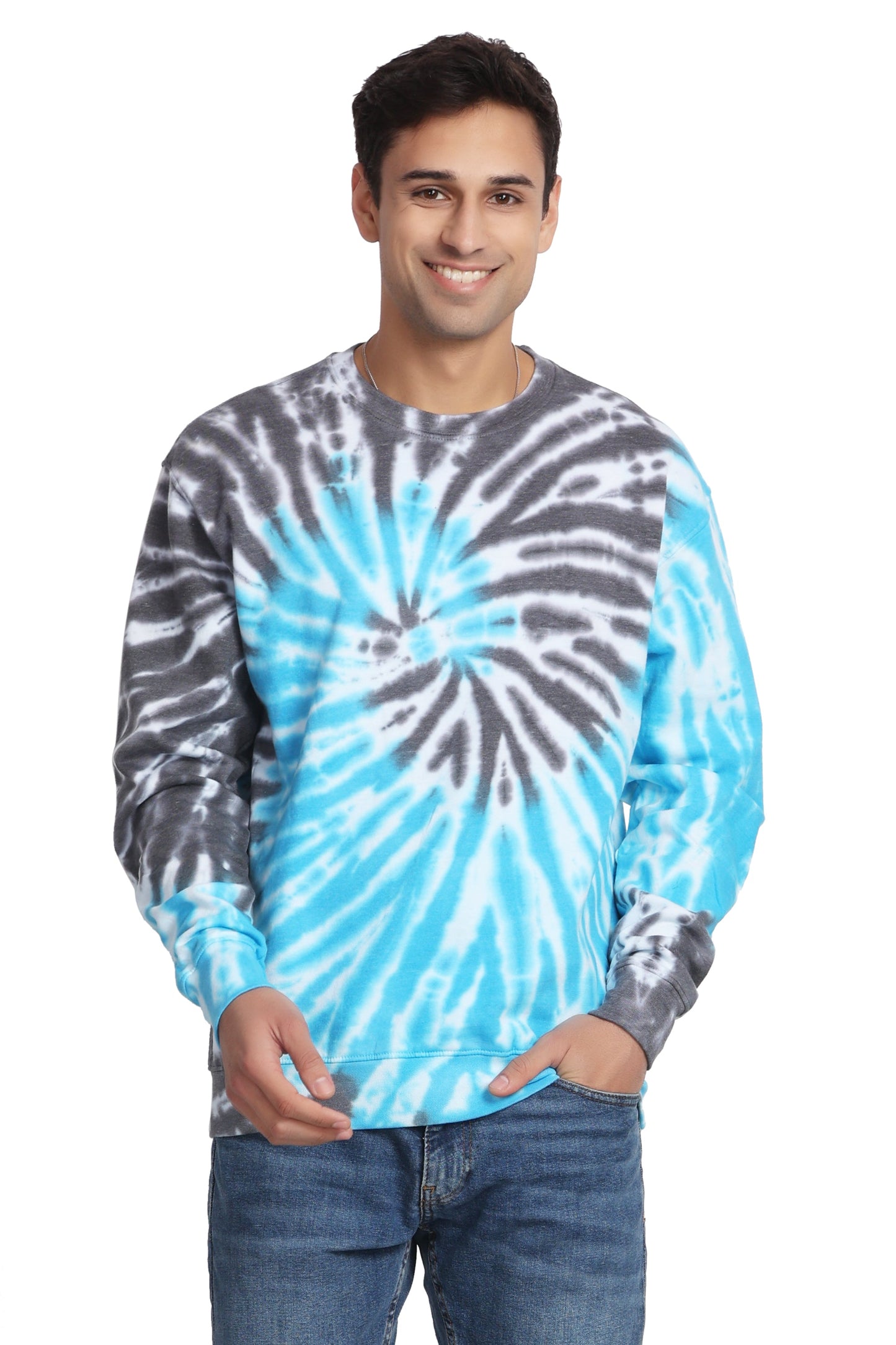 Unisex Tie Dye Crewneck Cotton Blend Comfortable Activewear 8606