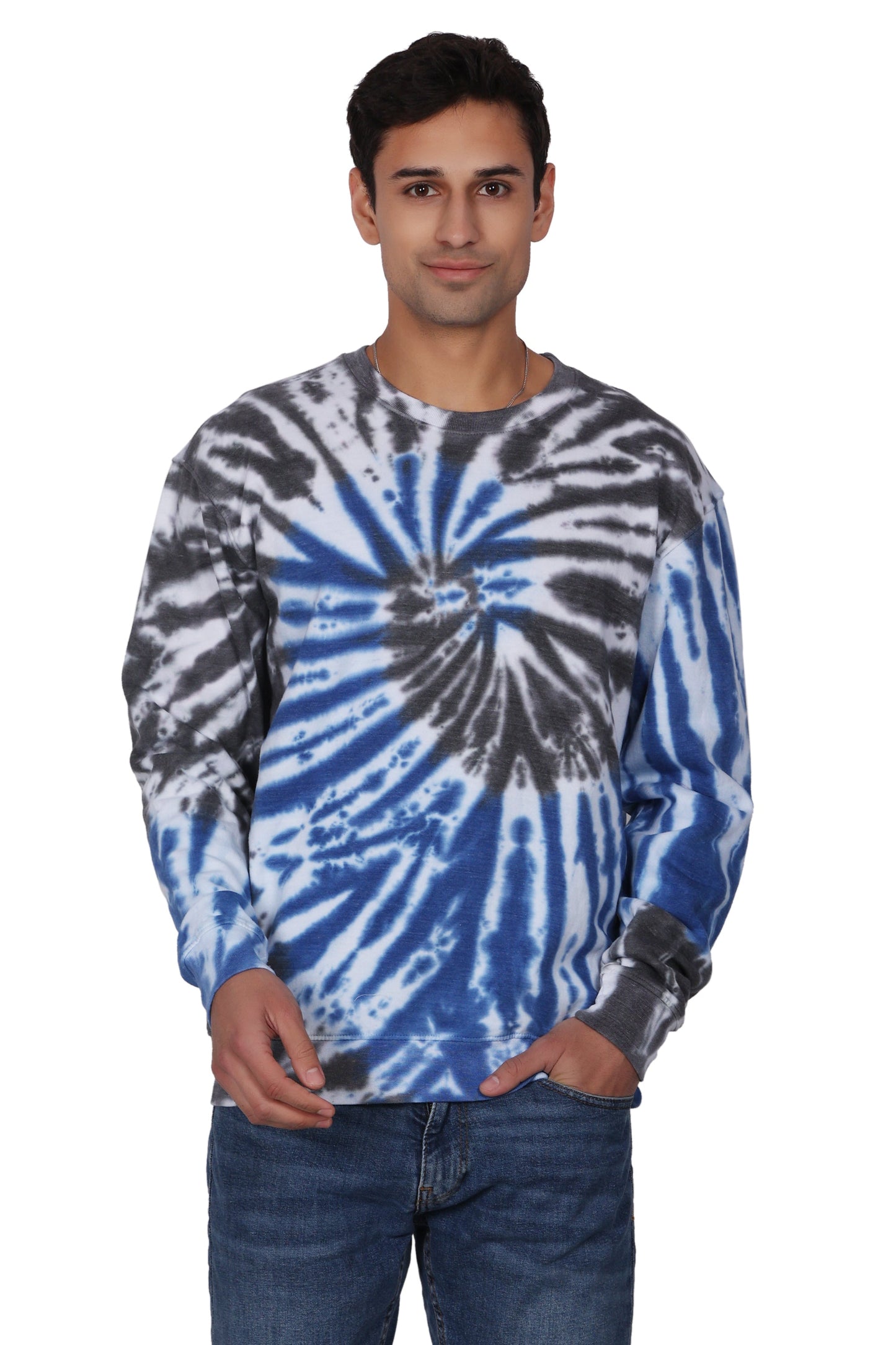 Unisex Tie Dye Crewneck Cotton Blend Comfortable Activewear 8606