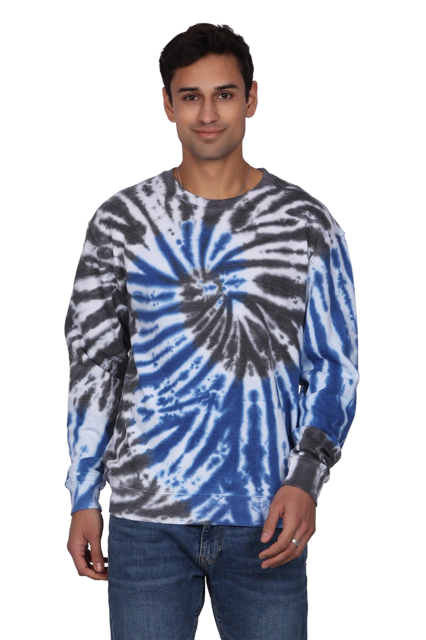 Unisex Tie Dye Crewneck Cotton Blend Comfortable Activewear 8606