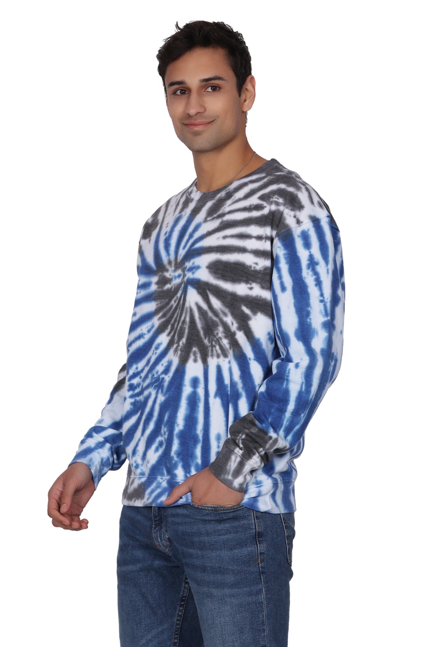 Unisex Tie Dye Crewneck Cotton Blend Comfortable Activewear 8606