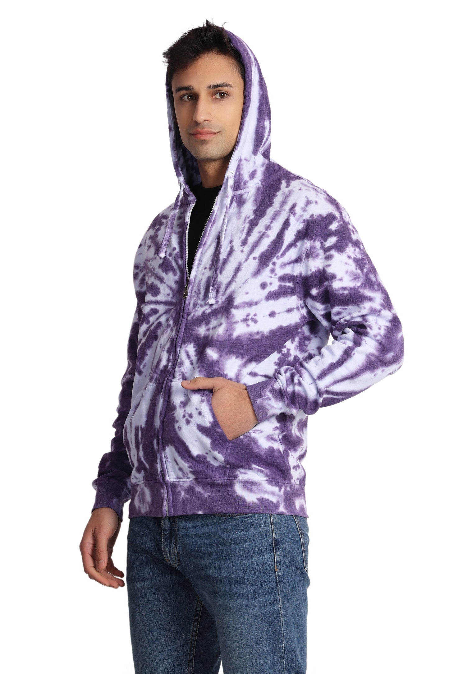 Unisex Zip Up Tie Dye Hoodie Comfortable Activewear 9605