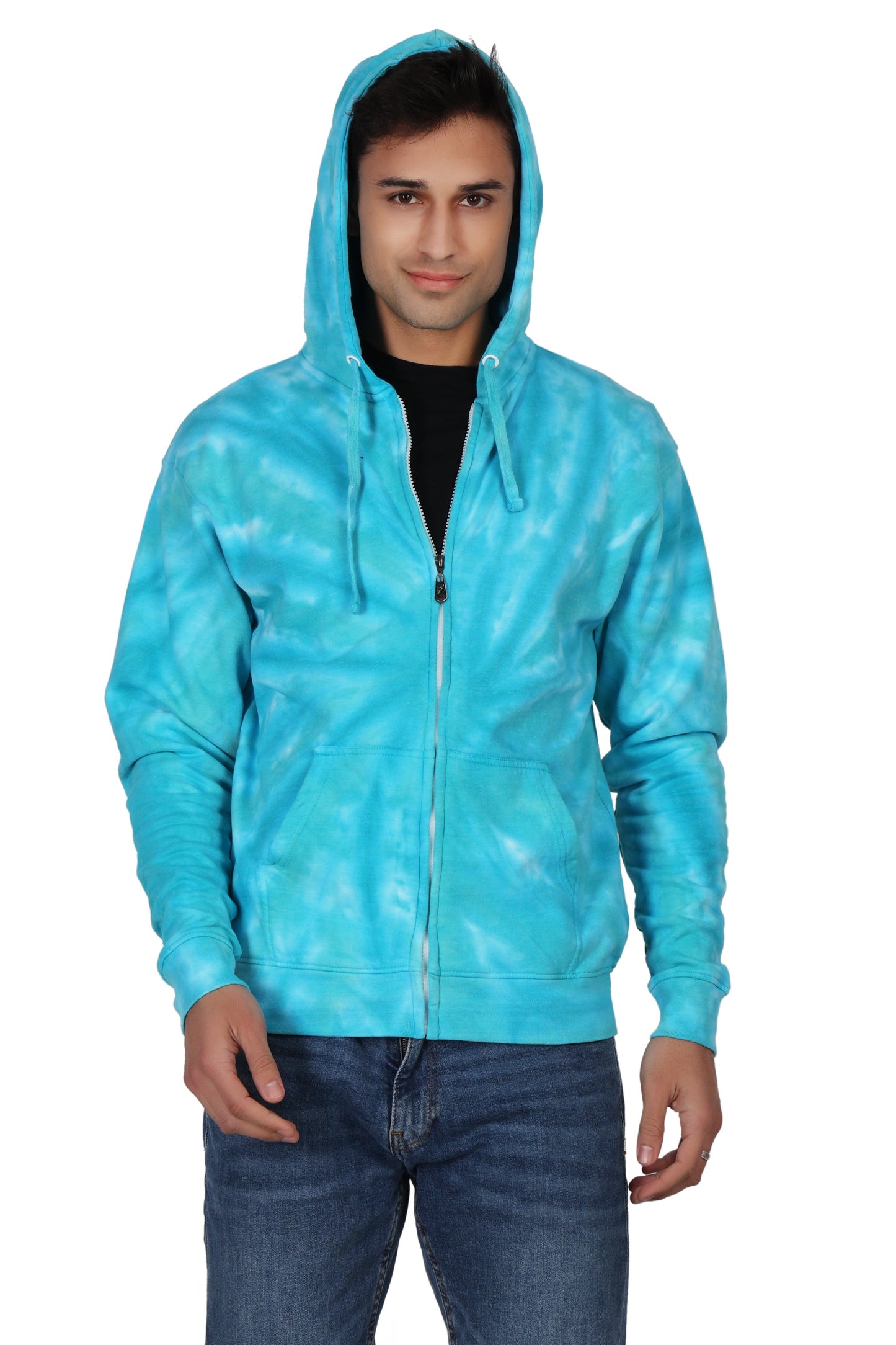 Unisex Zip Up Tie Dye Hoodie Comfortable Activewear 9605