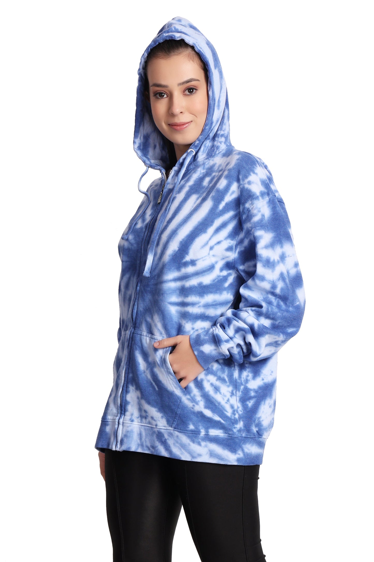 Unisex Zip Up Tie Dye Hoodie Comfortable Activewear 9605