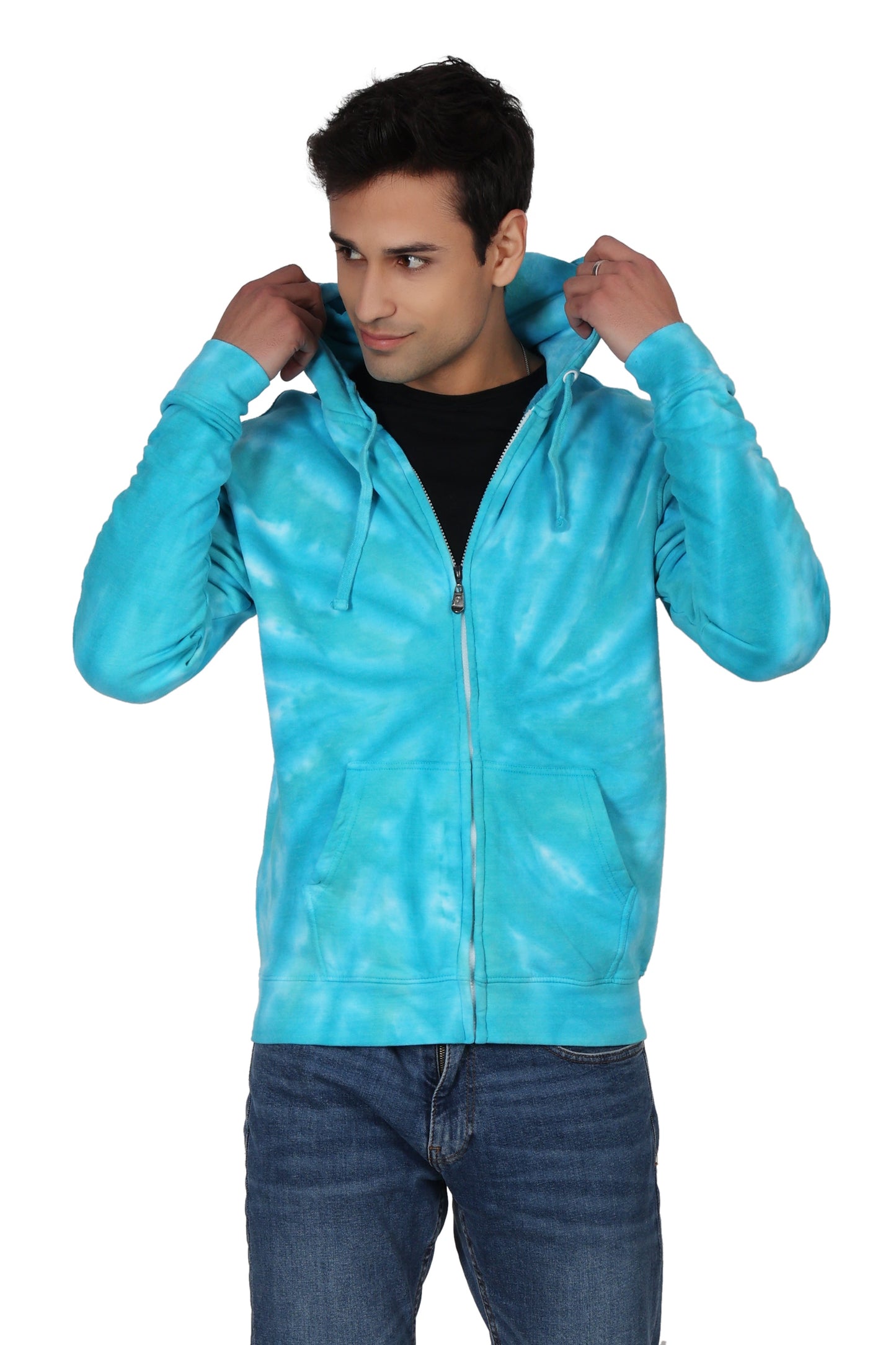 Unisex Zip Up Tie Dye Hoodie Comfortable Activewear 9605