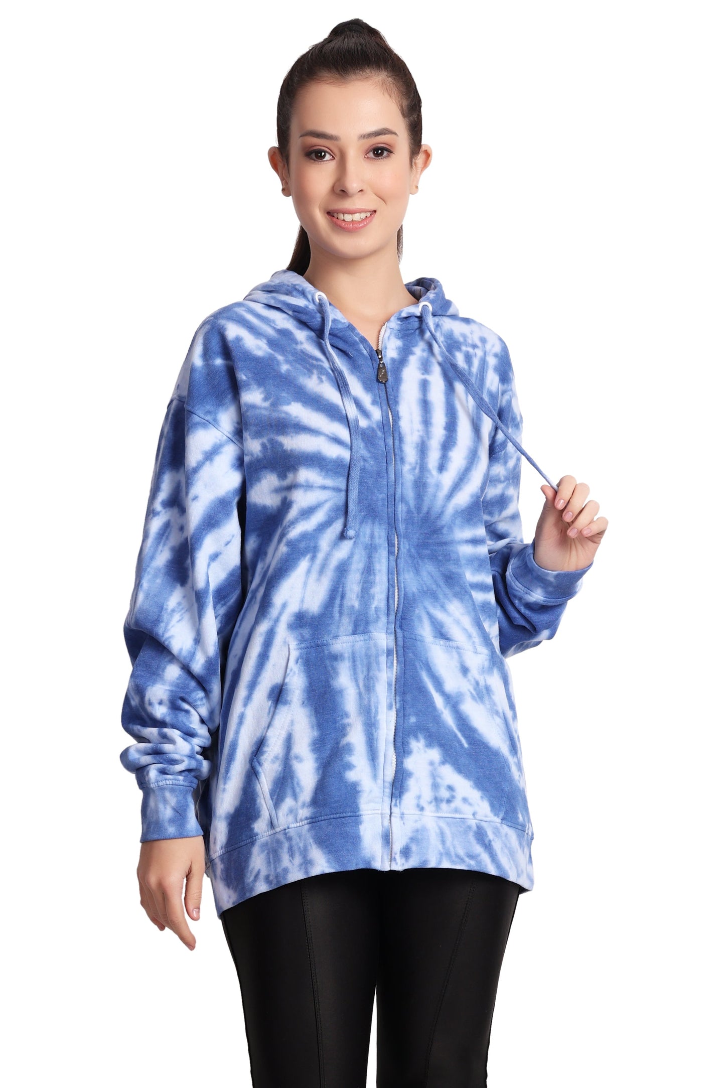 Unisex Zip Up Tie Dye Hoodie Comfortable Activewear 9605