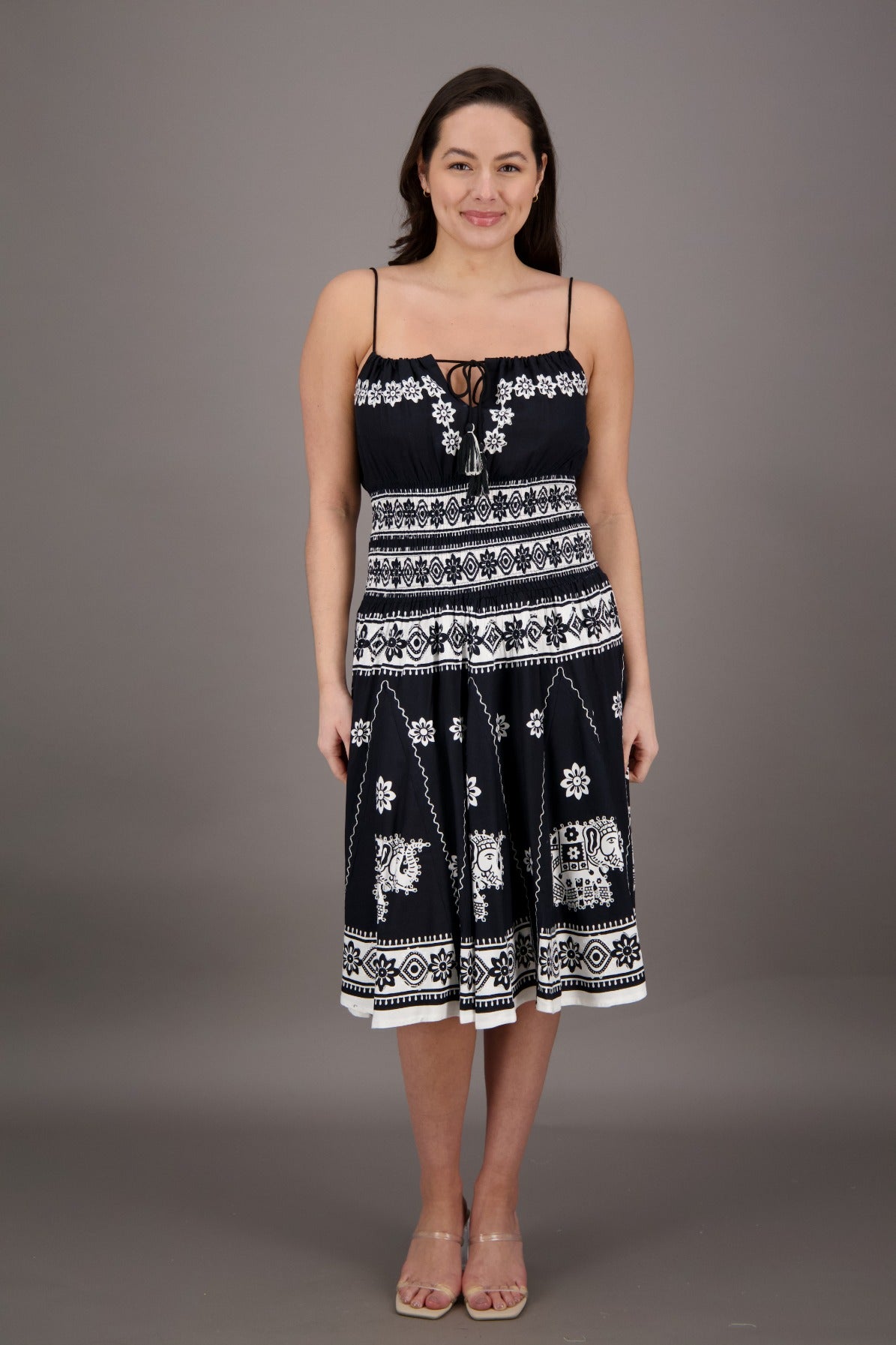Elephant Block Print Batik Dress 2833