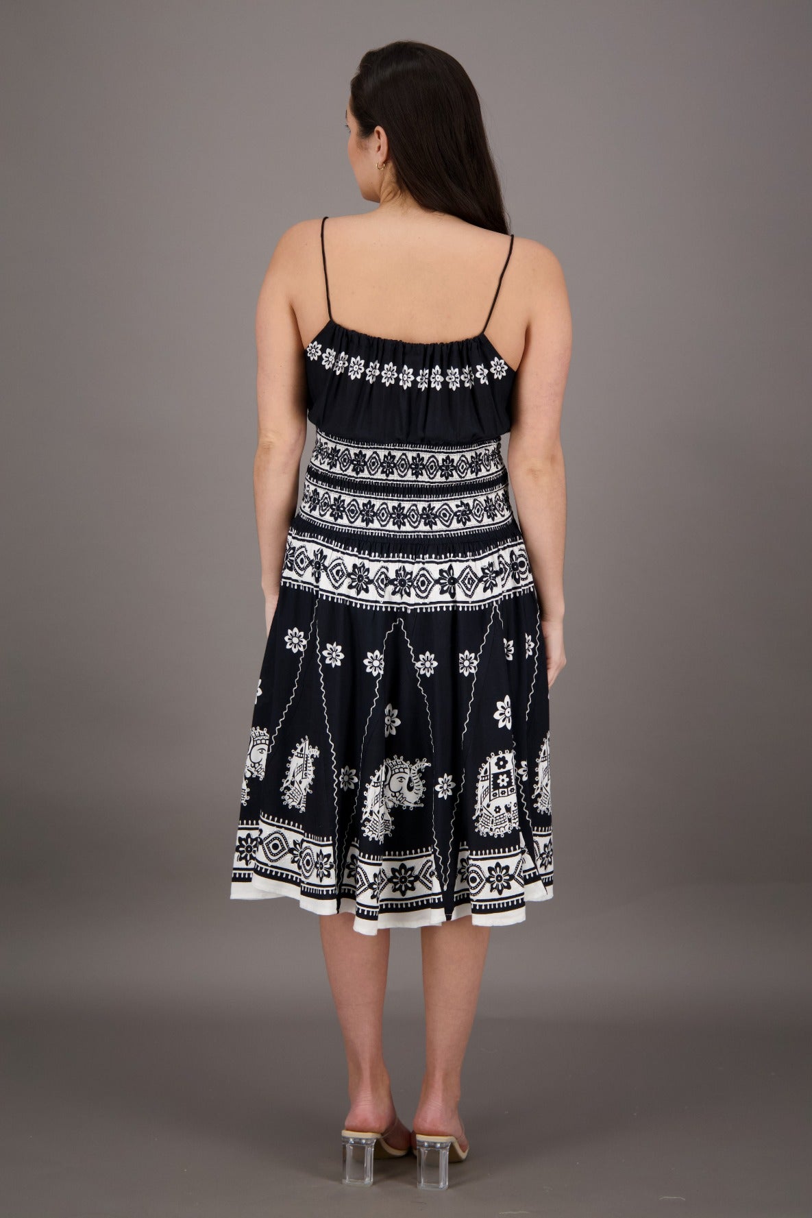 Elephant Block Print Batik Dress 2833