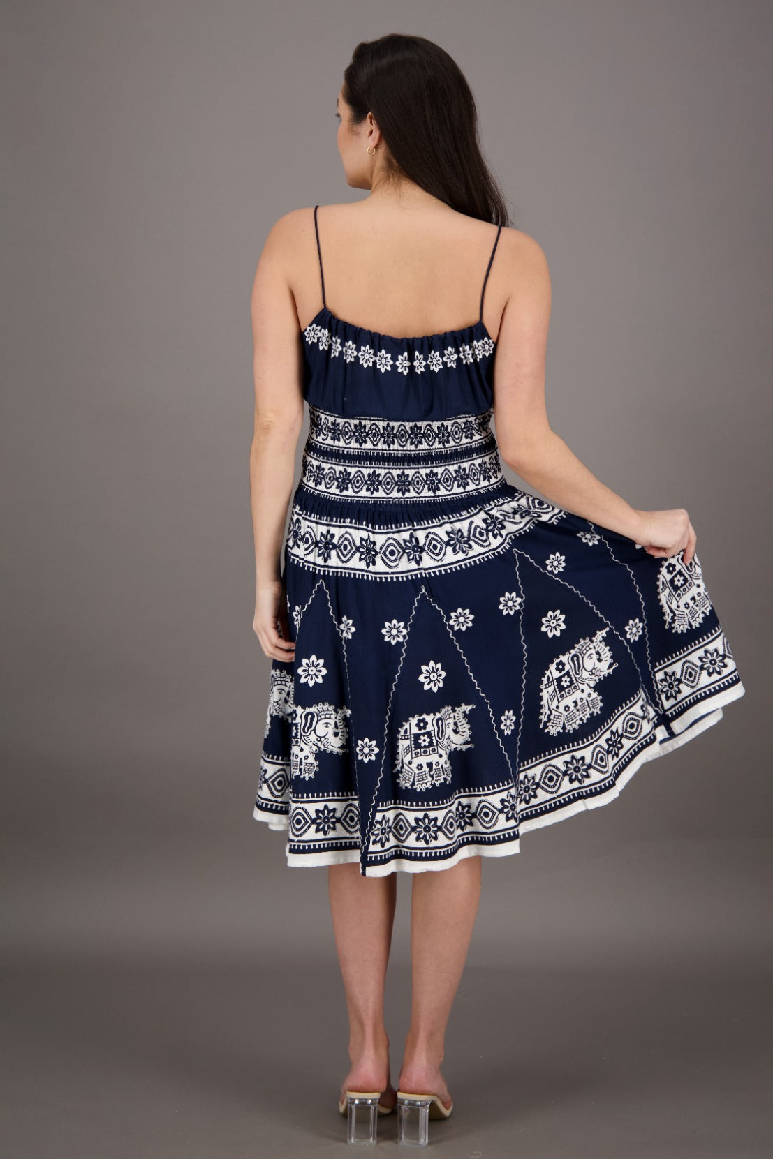 Elephant Block Print Batik Dress 2833