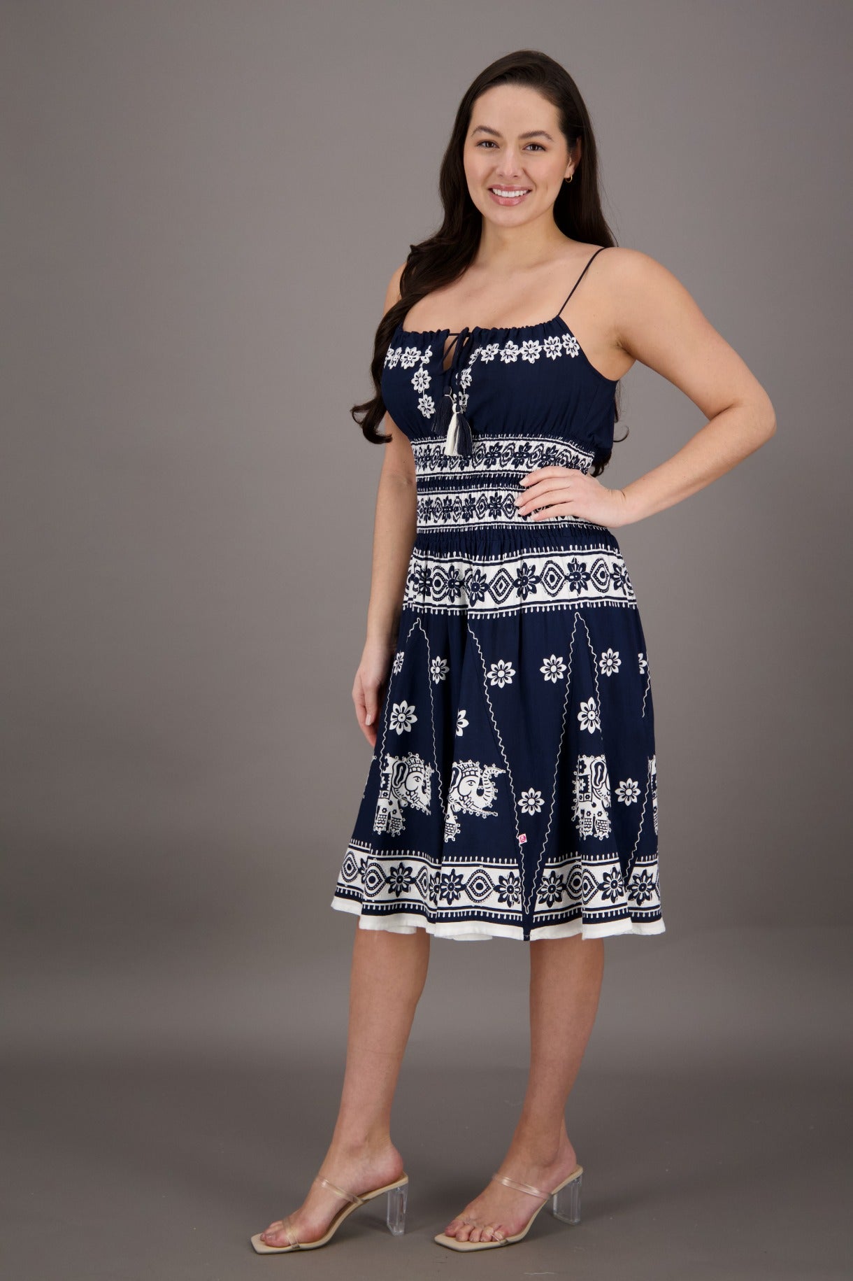 Elephant Block Print Batik Dress 2833