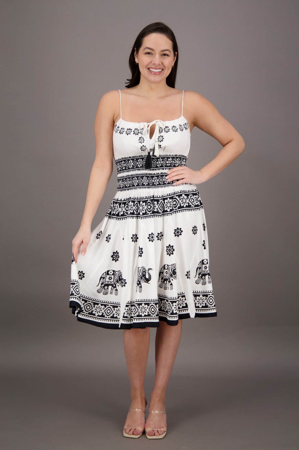 Elephant Block Print Batik Dress 2833