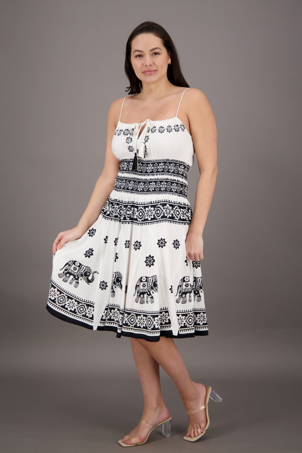 Elephant Block Print Batik Dress 2833