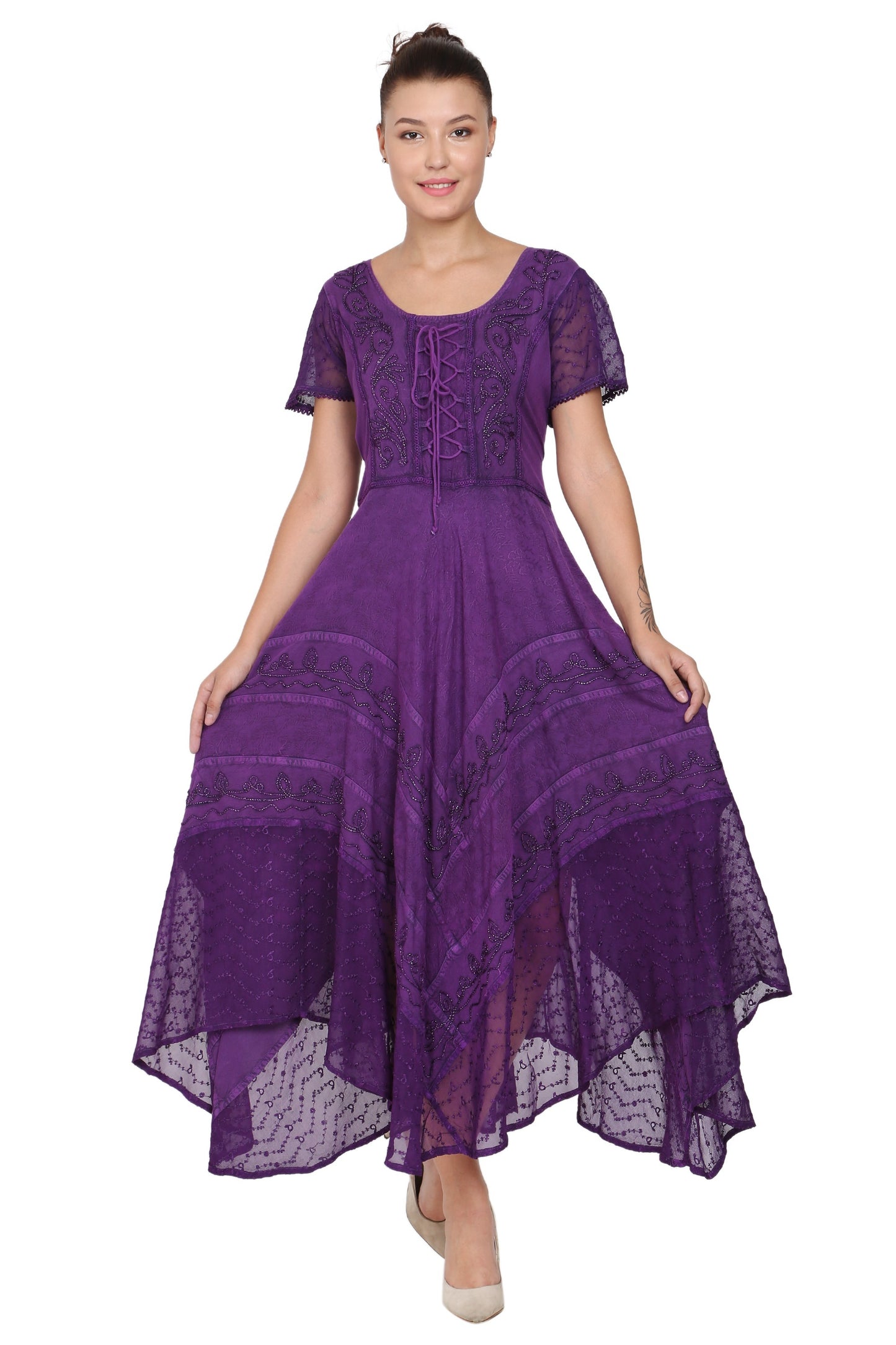 Short Sleeve Tiered Renaissance Dress 16323
