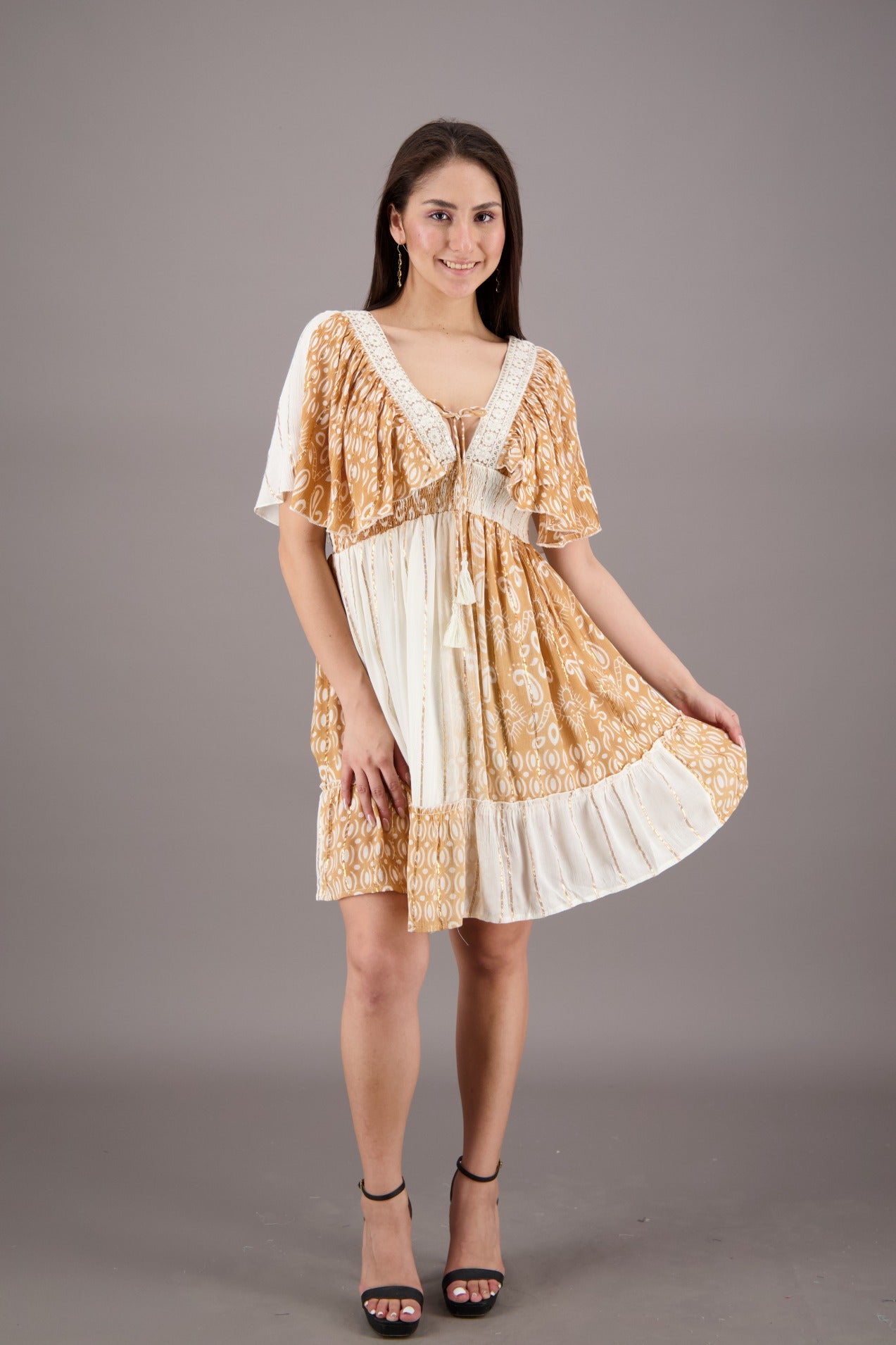 Pastel Flutter Sleeve Middy Dress 24929