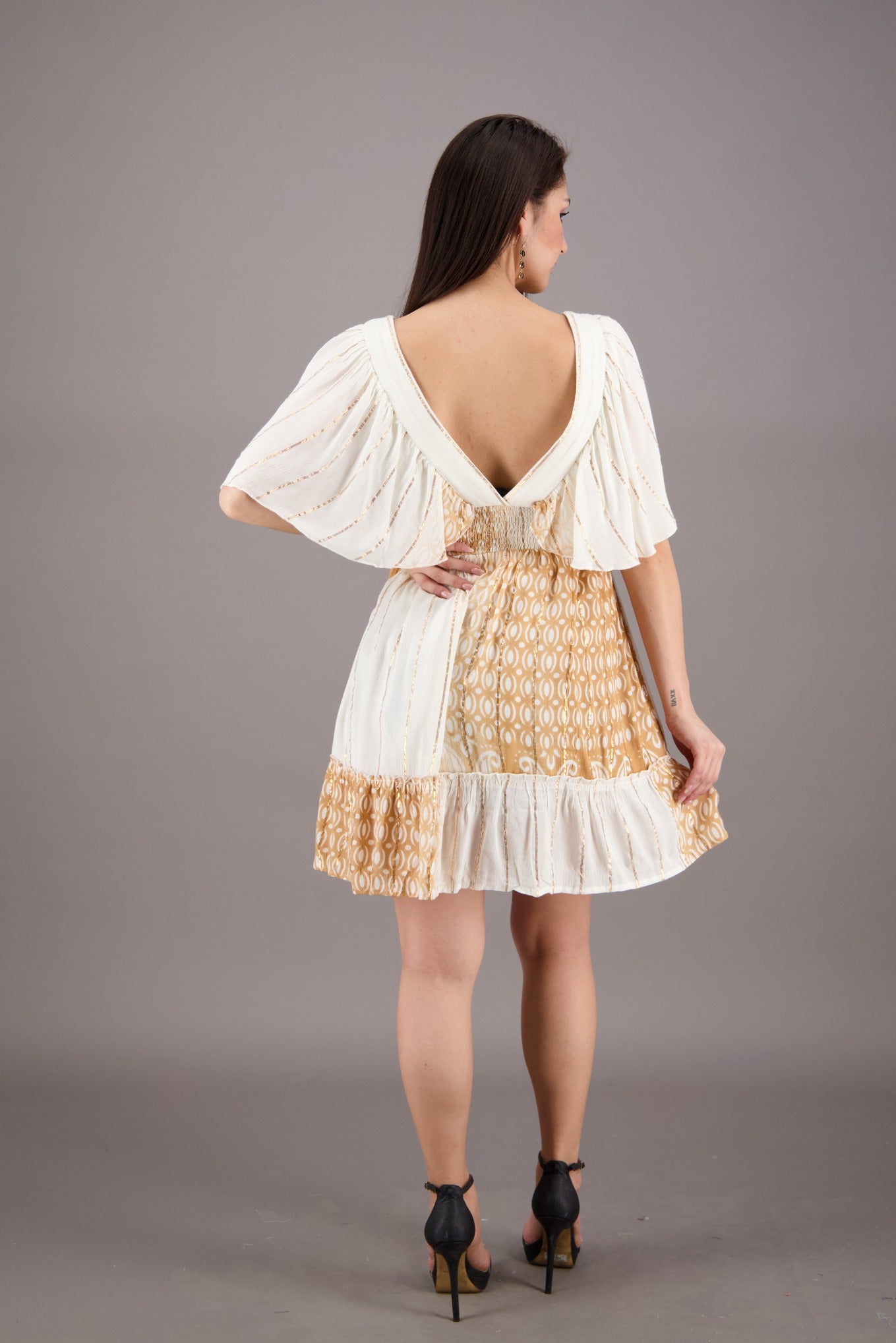 Pastel Flutter Sleeve Middy Dress 24929
