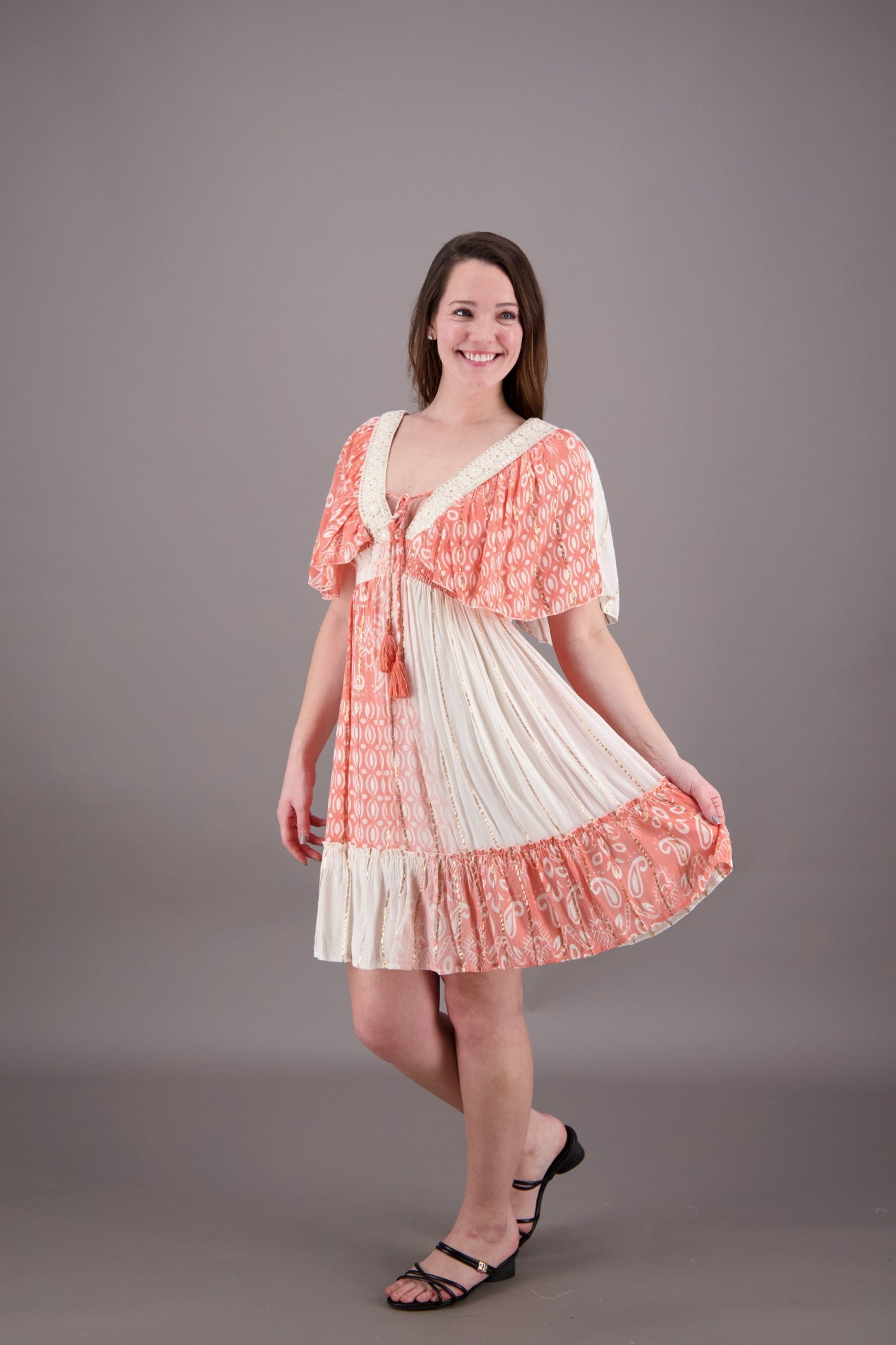 Pastel Flutter Sleeve Middy Dress 24929
