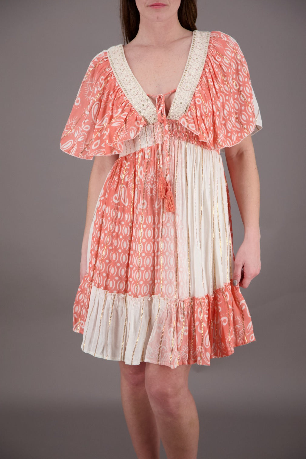 Pastel Flutter Sleeve Middy Dress 24929