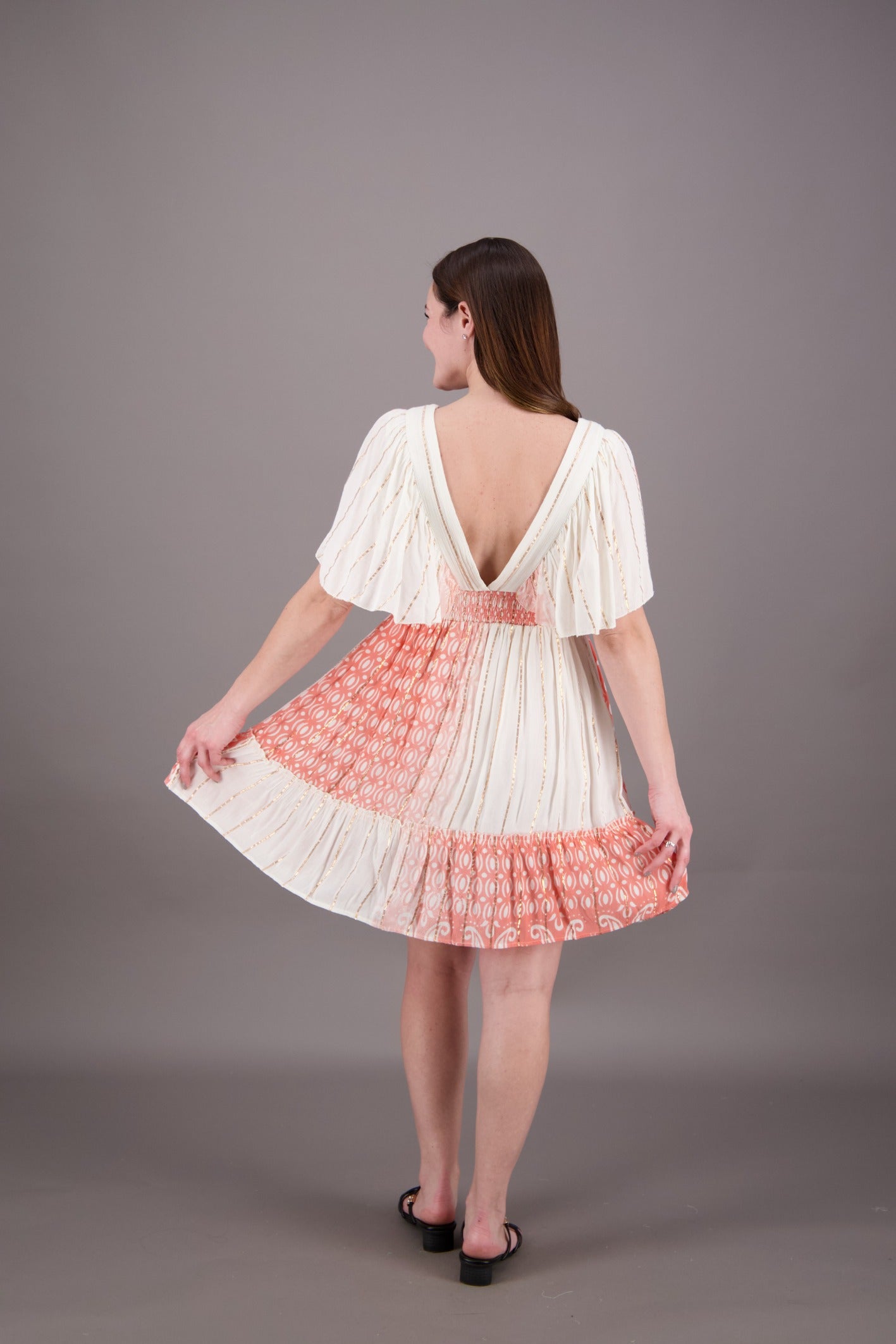 Pastel Flutter Sleeve Middy Dress 24929