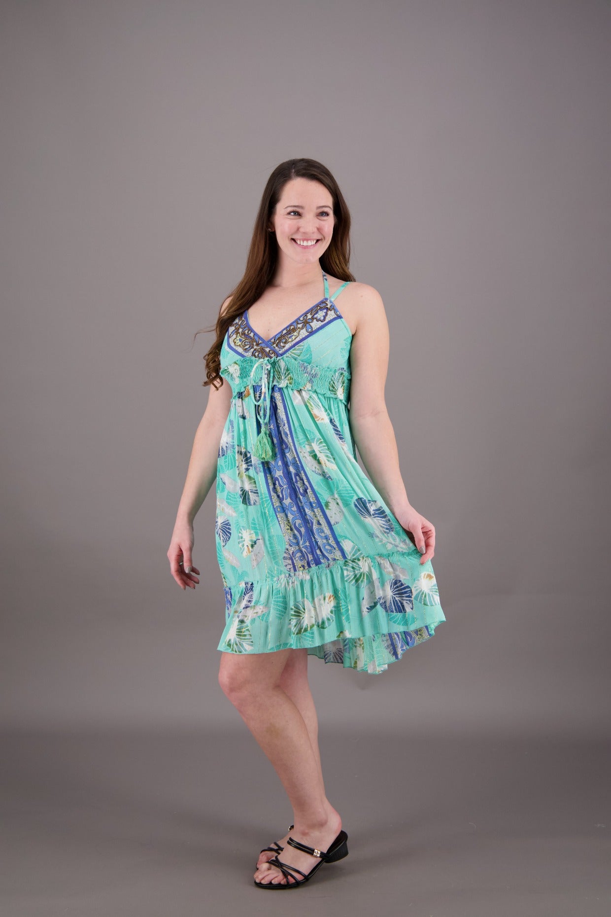 Double Strap Printed Boho Dress 24936