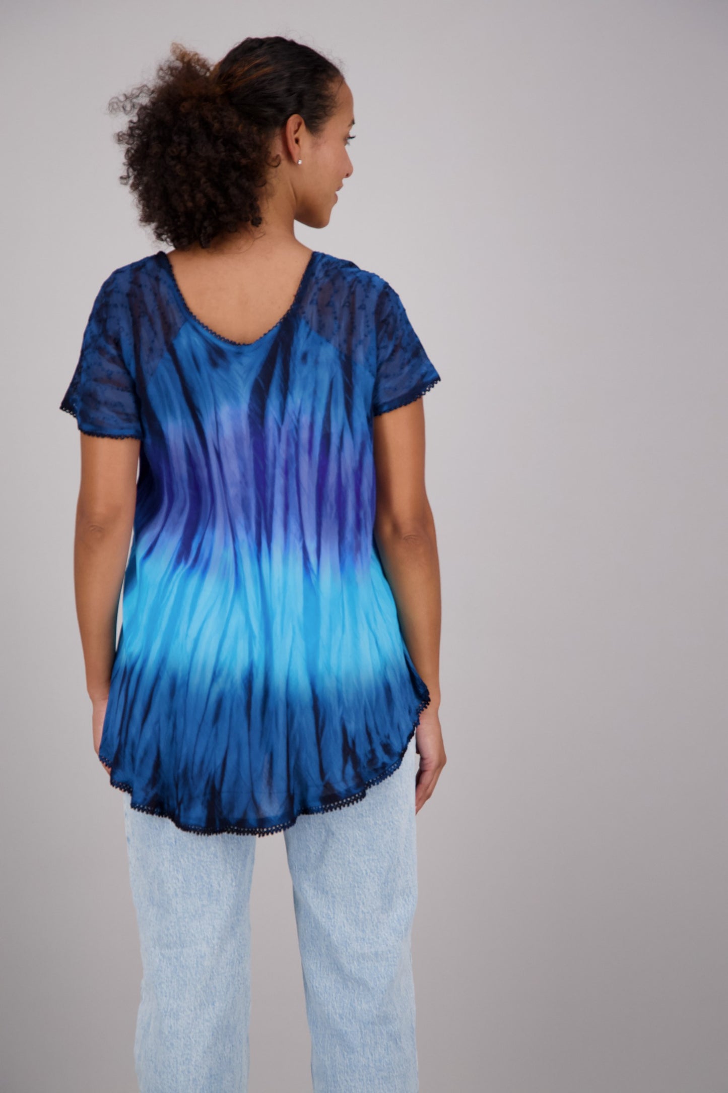 Butterfly Block Print Tie Dye Blouse 302180