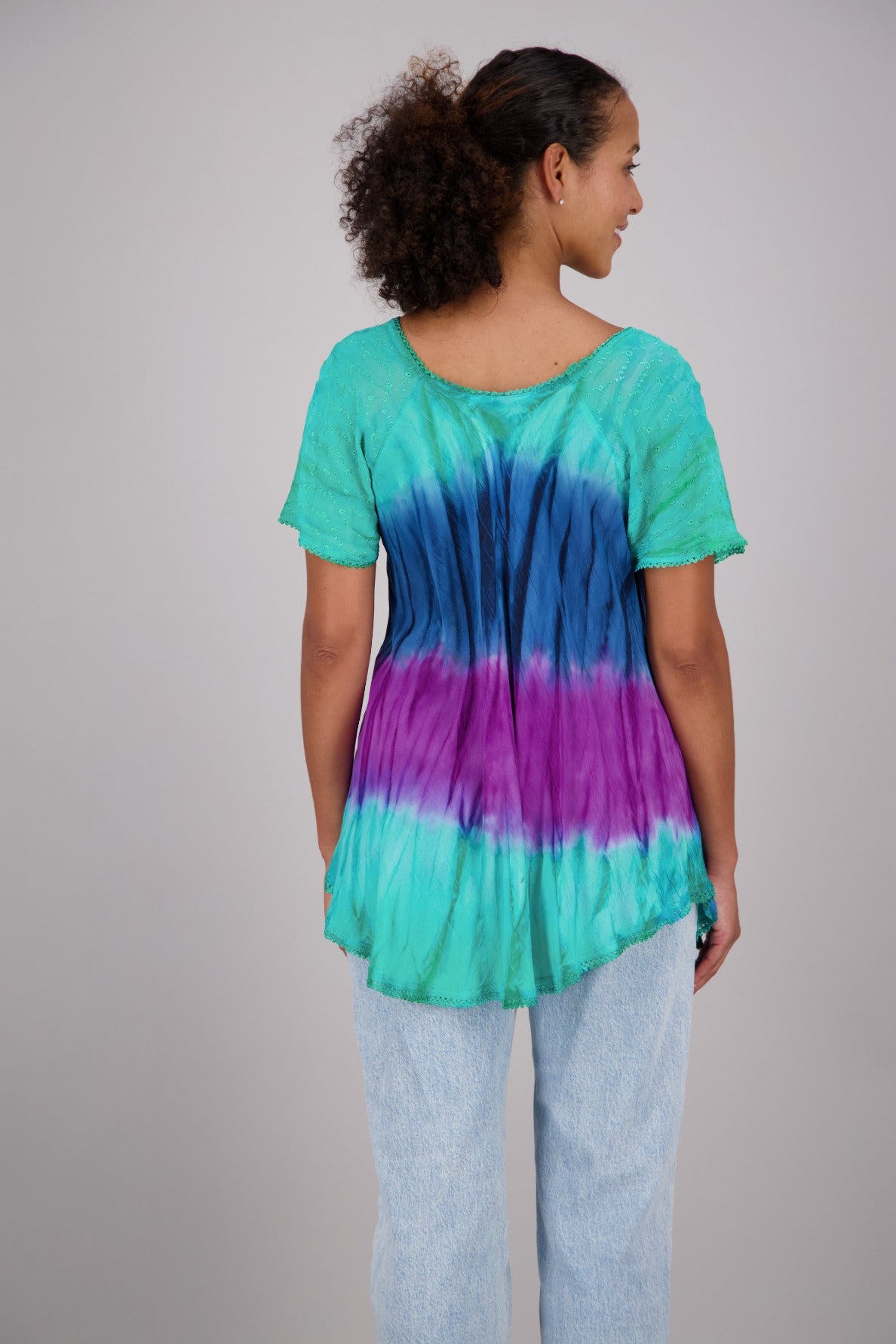 Butterfly Block Print Tie Dye Blouse 302180