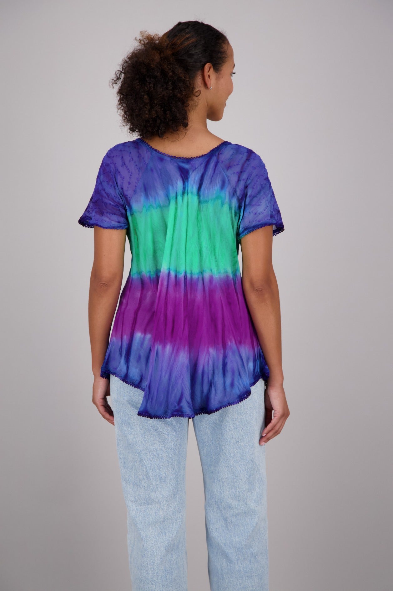 Butterfly Block Print Tie Dye Blouse 302180