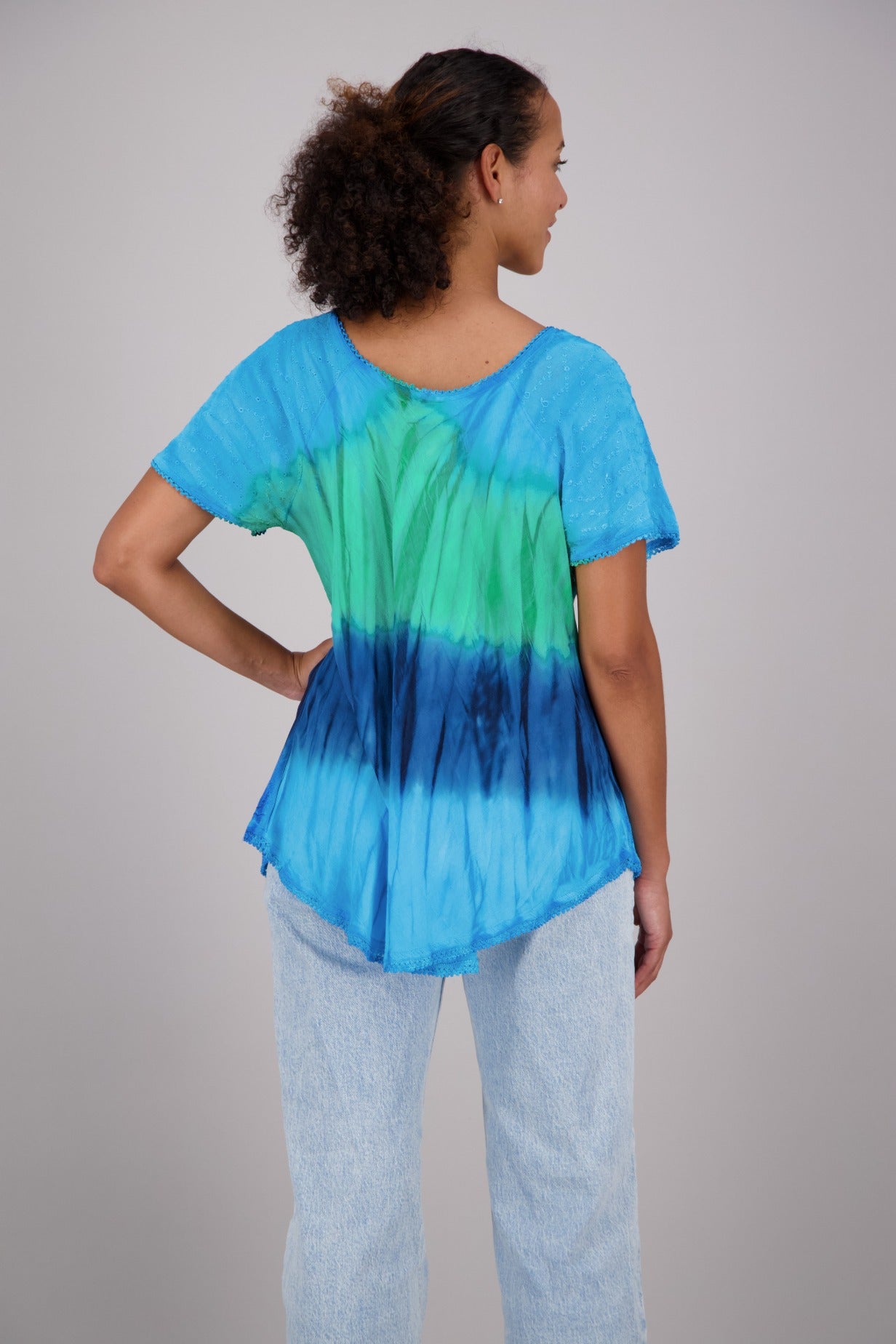 Butterfly Block Print Tie Dye Blouse 302180