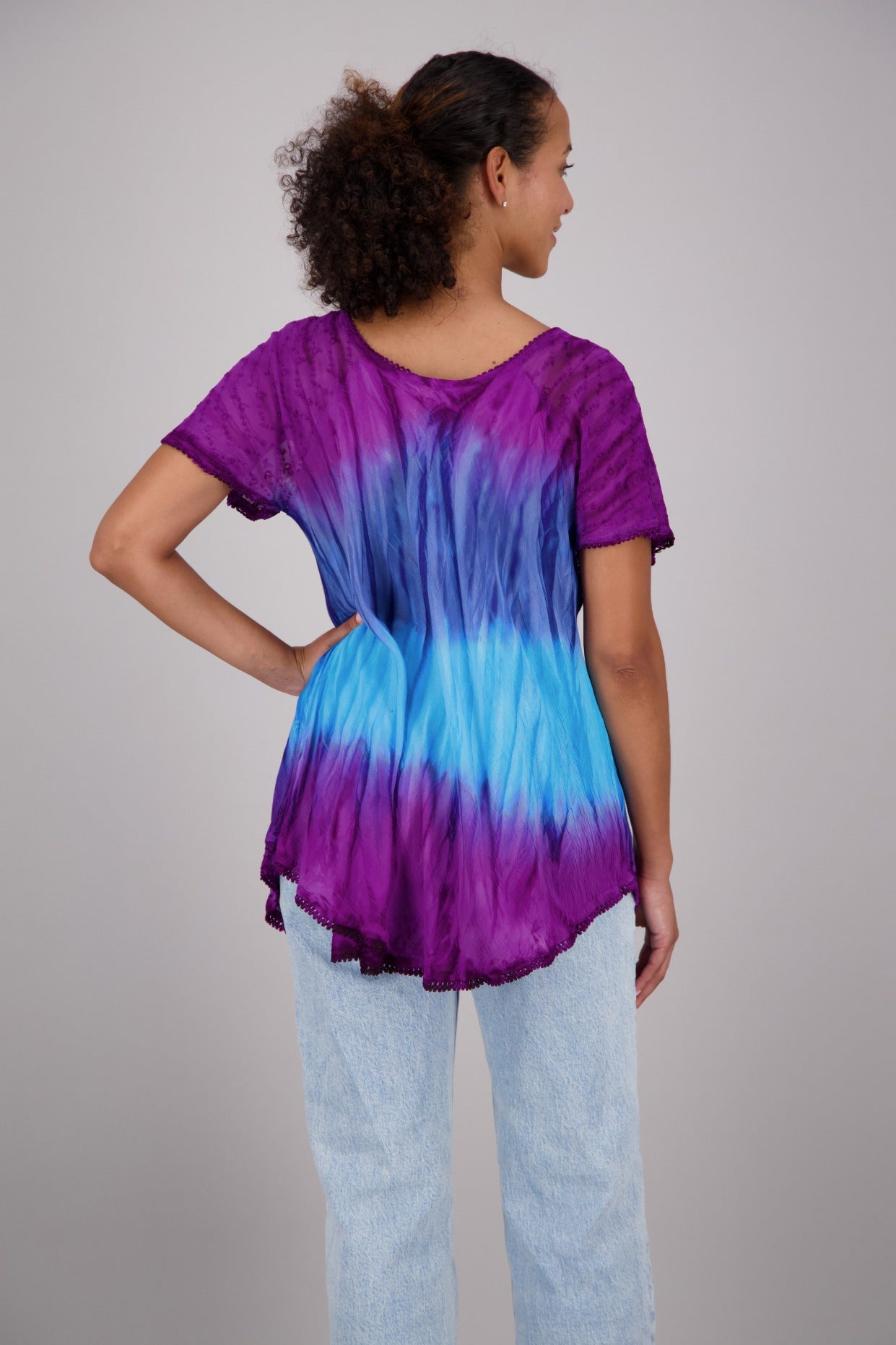 Butterfly Block Print Tie Dye Blouse 302180
