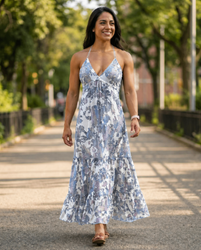 26481 Ethereal Bloom Halter Maxi Dress