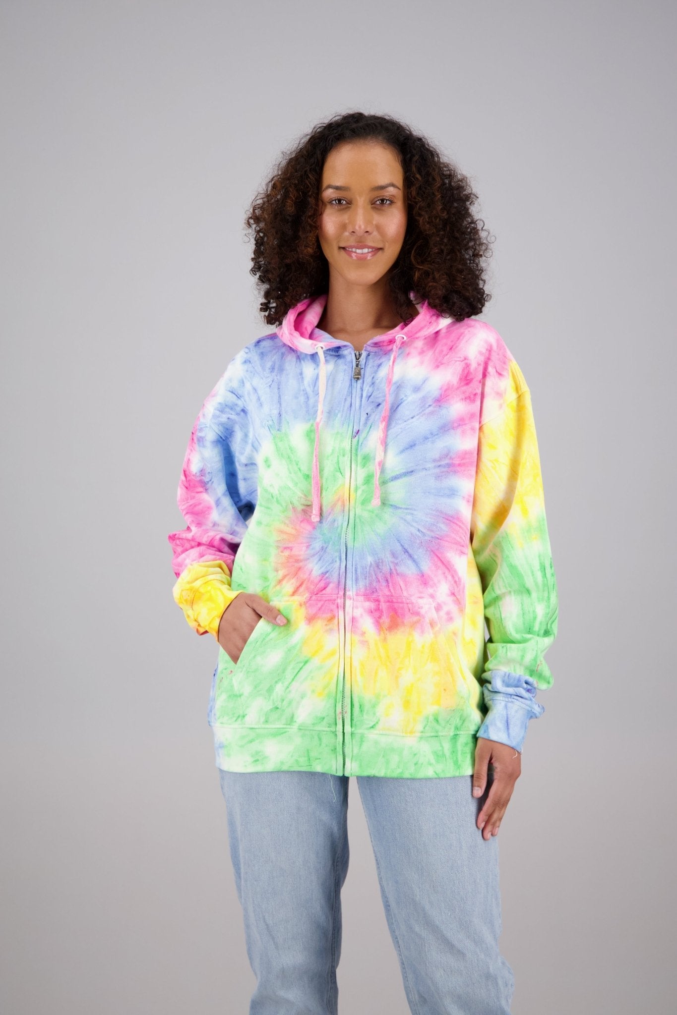 Adult's Tie-Dye Zip-Up Hoodie (2-XL) Cotton/Polyester Blend 9660