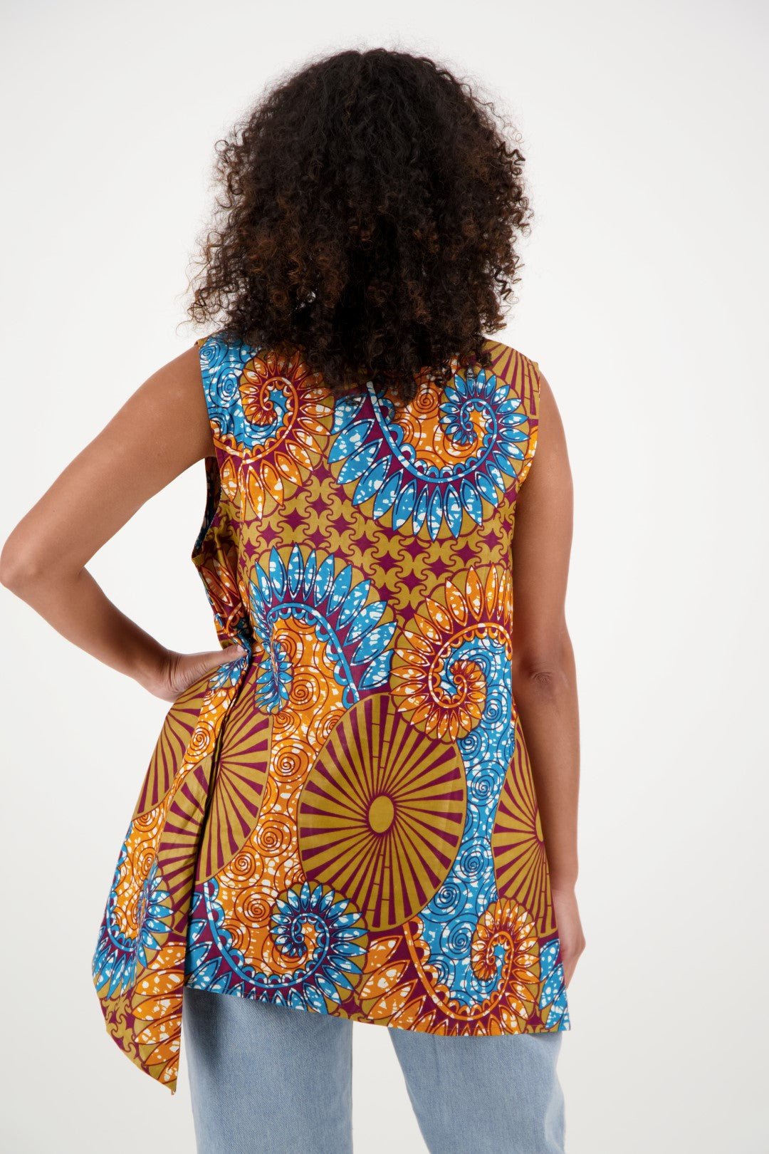 African Print A - Line Sleeveless Blouse 2164 - Advance Apparels Inc